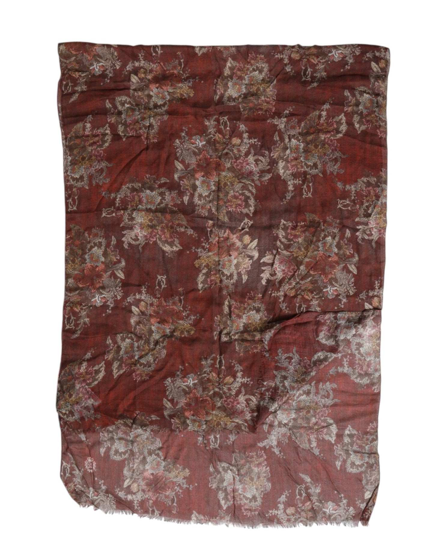Dolce & Gabbana Maroon Floral Neck Warmer Foulard Scarf