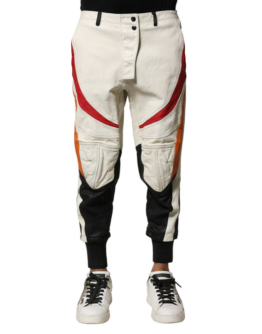 Multicolor Lambskin Tapered Men Pants