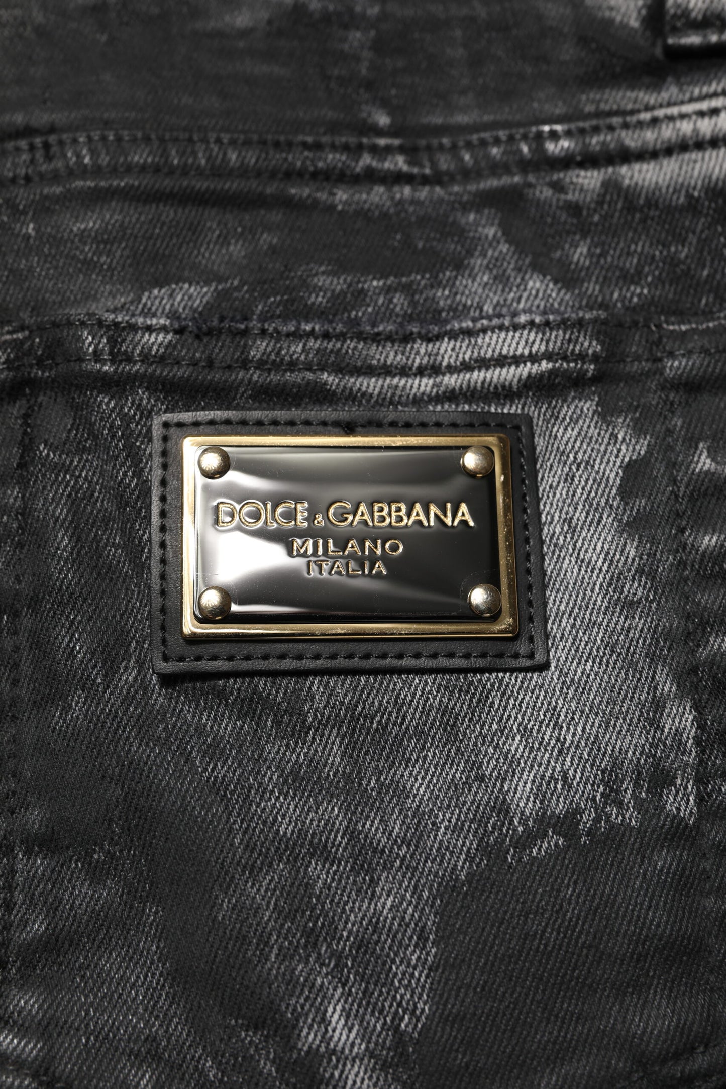 Dolce & Gabbana Black Washed Embellished Skinny Denim Jeans