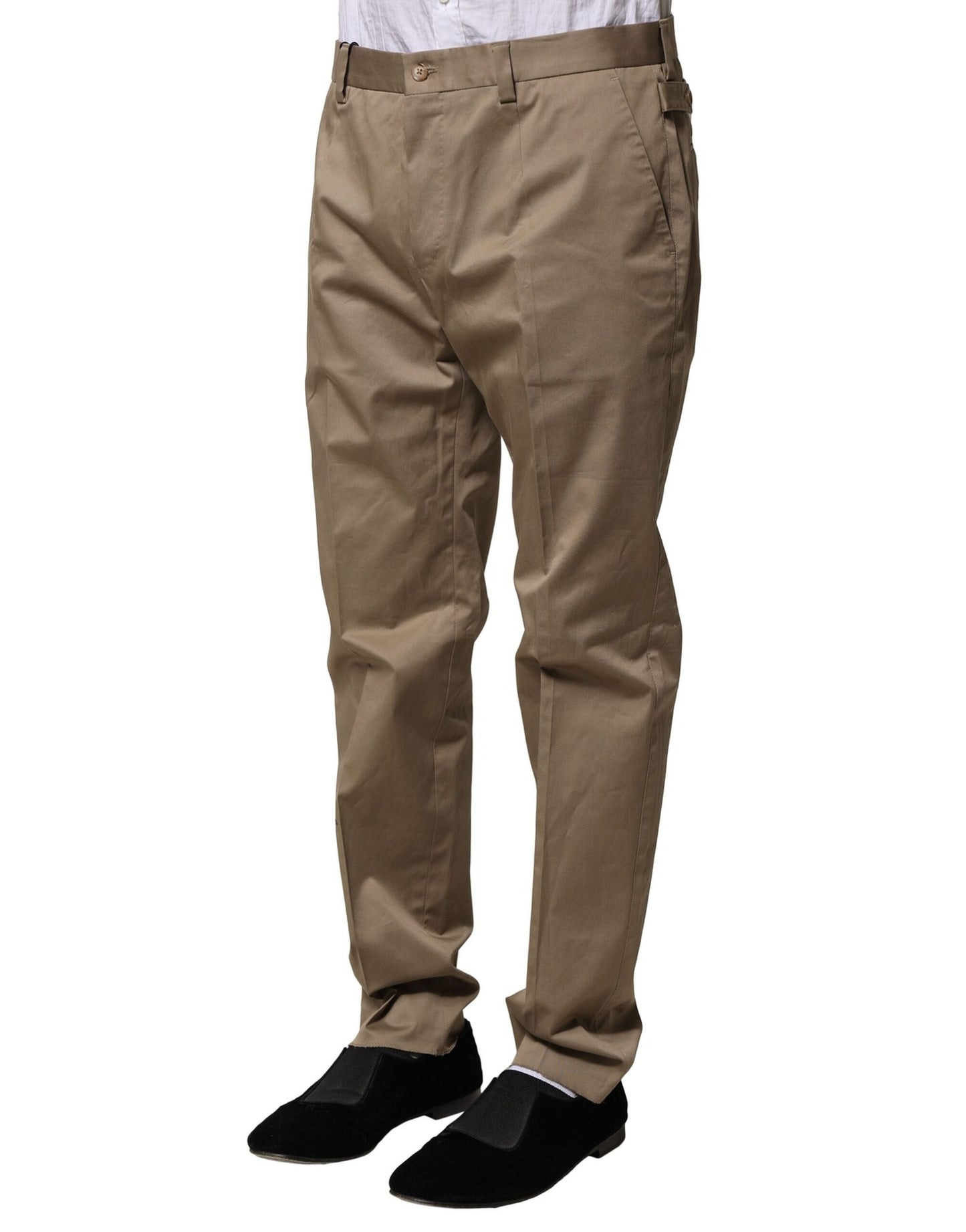 Dolce & Gabbana Brown Cotton Tapered Men Formal Pants