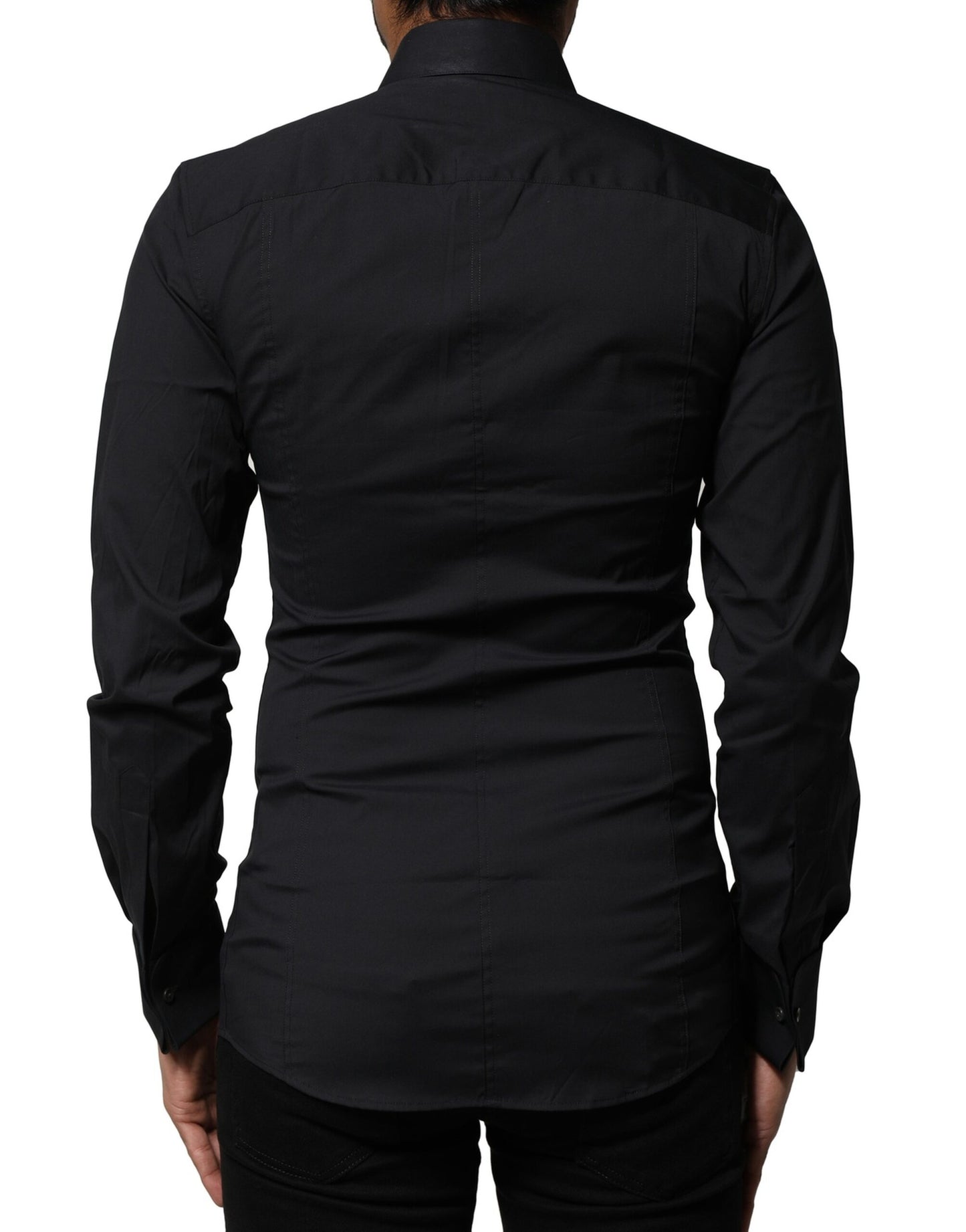 Black Cotton SICILIA Logo Men Dress Shirt
