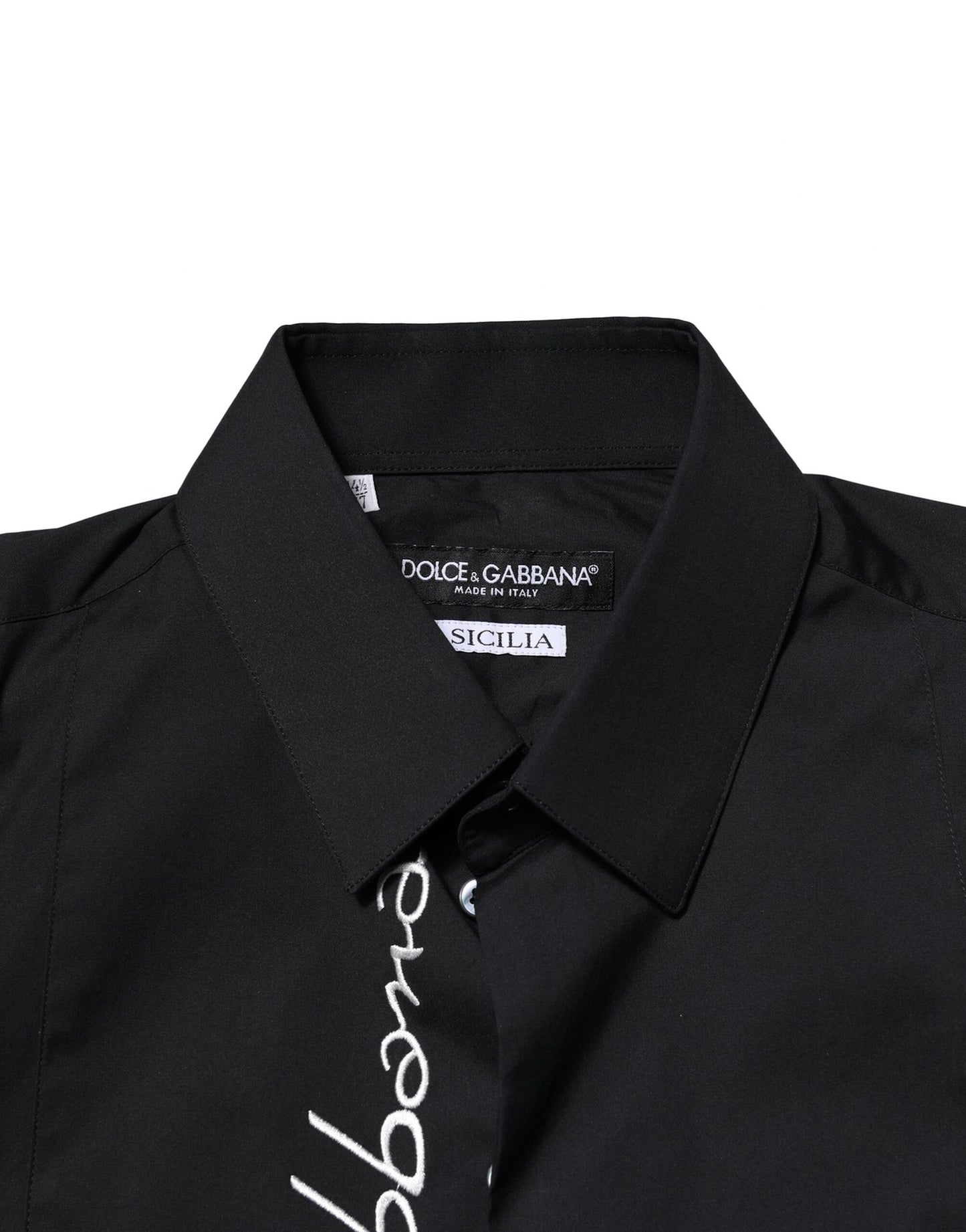 Black Cotton SICILIA Logo Men Dress Shirt