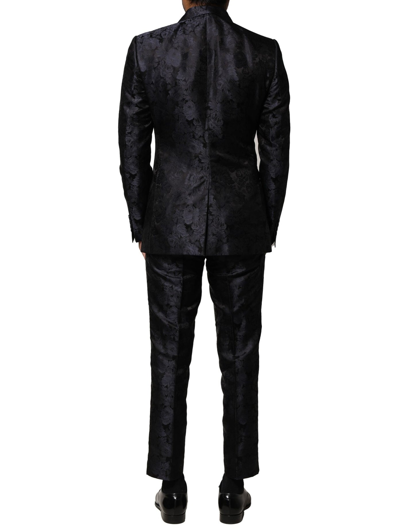 Dolce & Gabbana Black Jacquard 3 Piece Single Breasted Suit