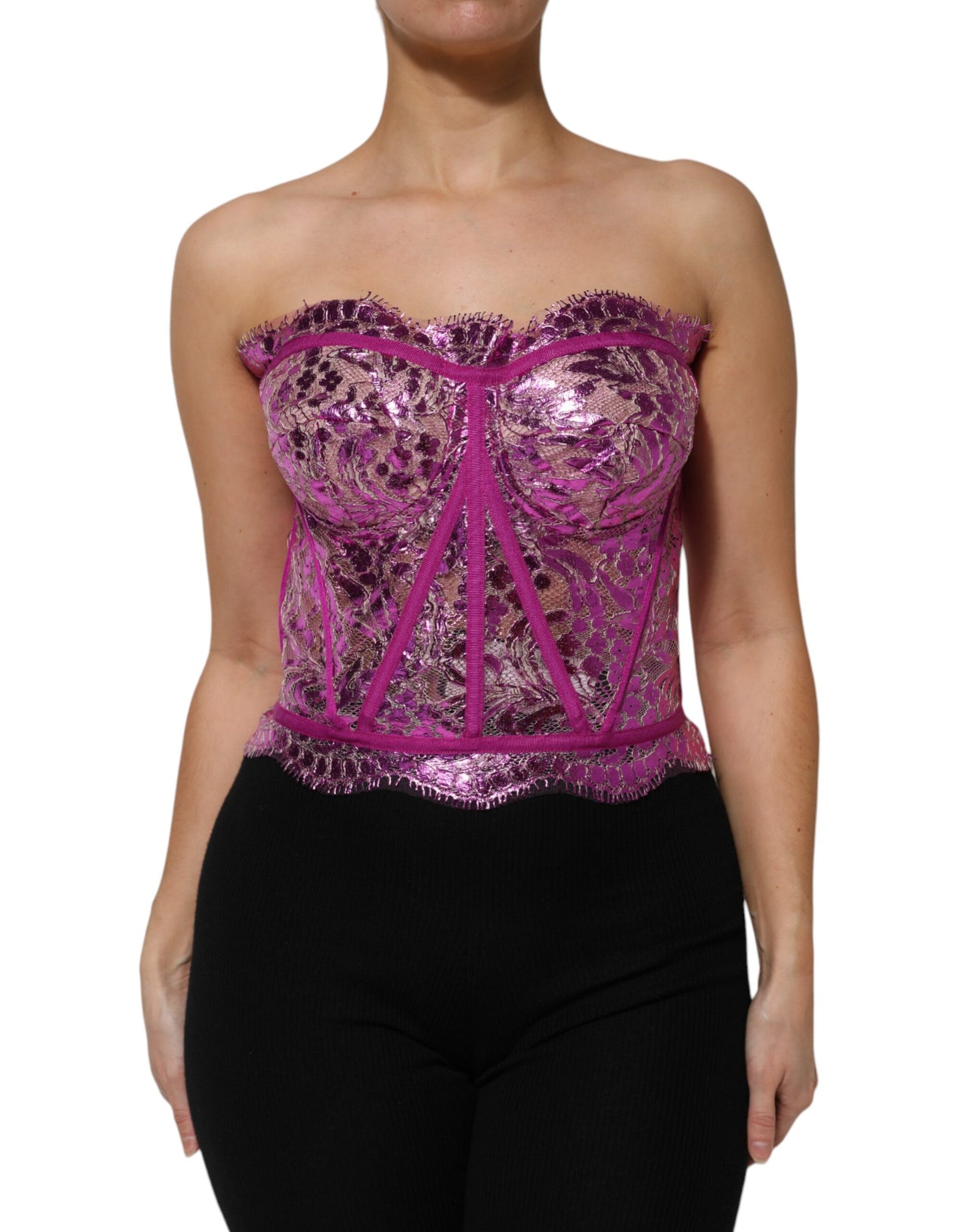 Pink Bustier Sleeveless Corset Blouse Top
