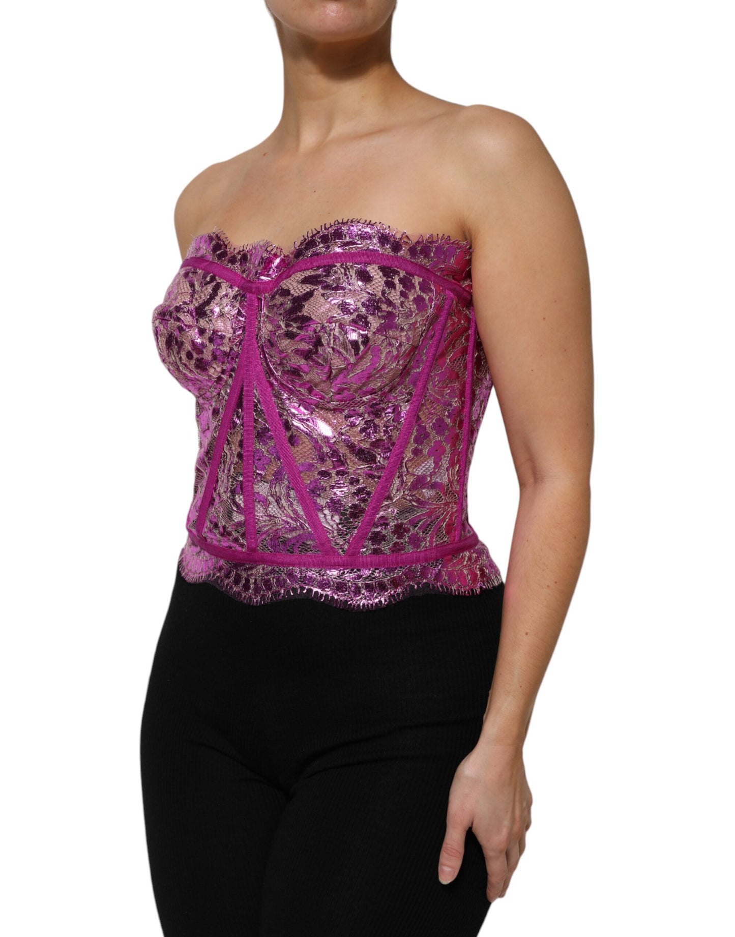 Pink Bustier Sleeveless Corset Blouse Top