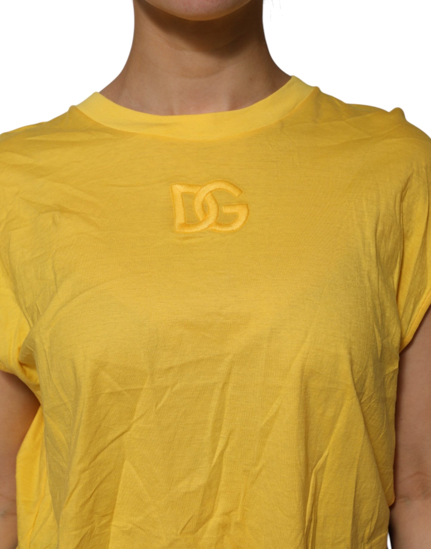 Yellow Cotton Cropped Sleeveless Blouse Top