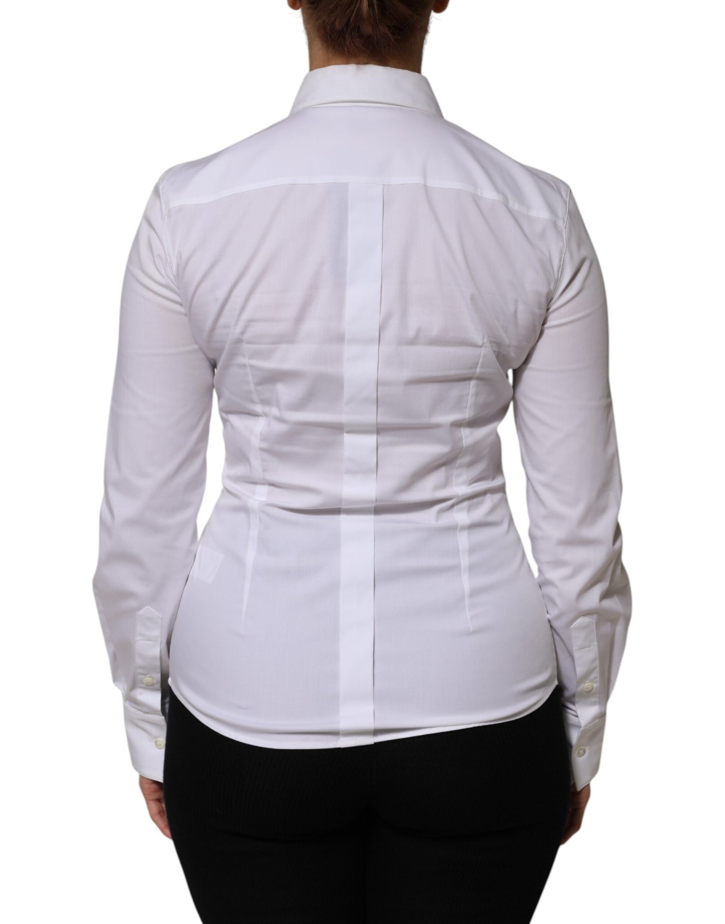 Dolce & Gabbana White Cotton Collared Long Sleeves Shirt Top