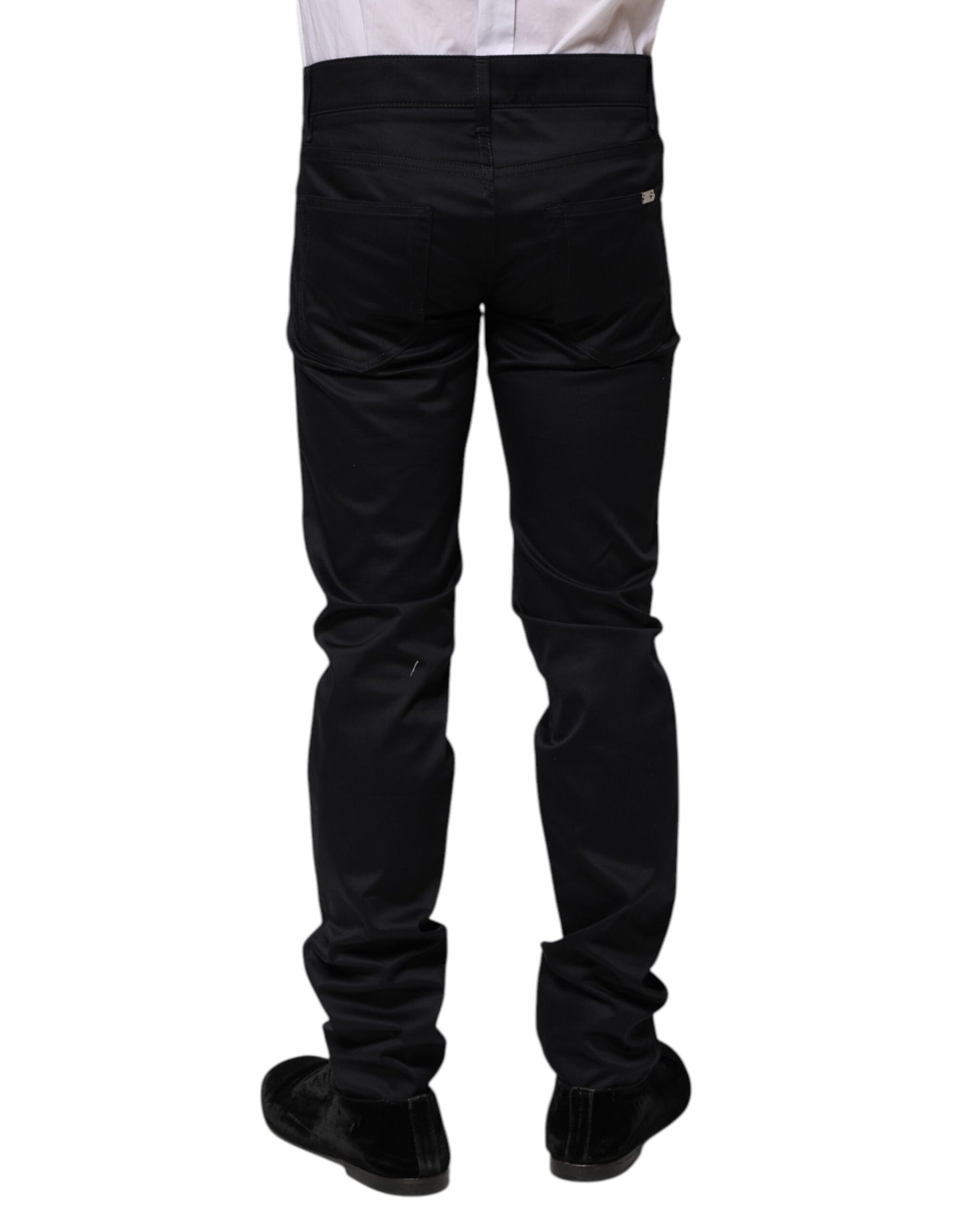 Dolce & Gabbana Black Cotton Skinny Mid Waist Pants