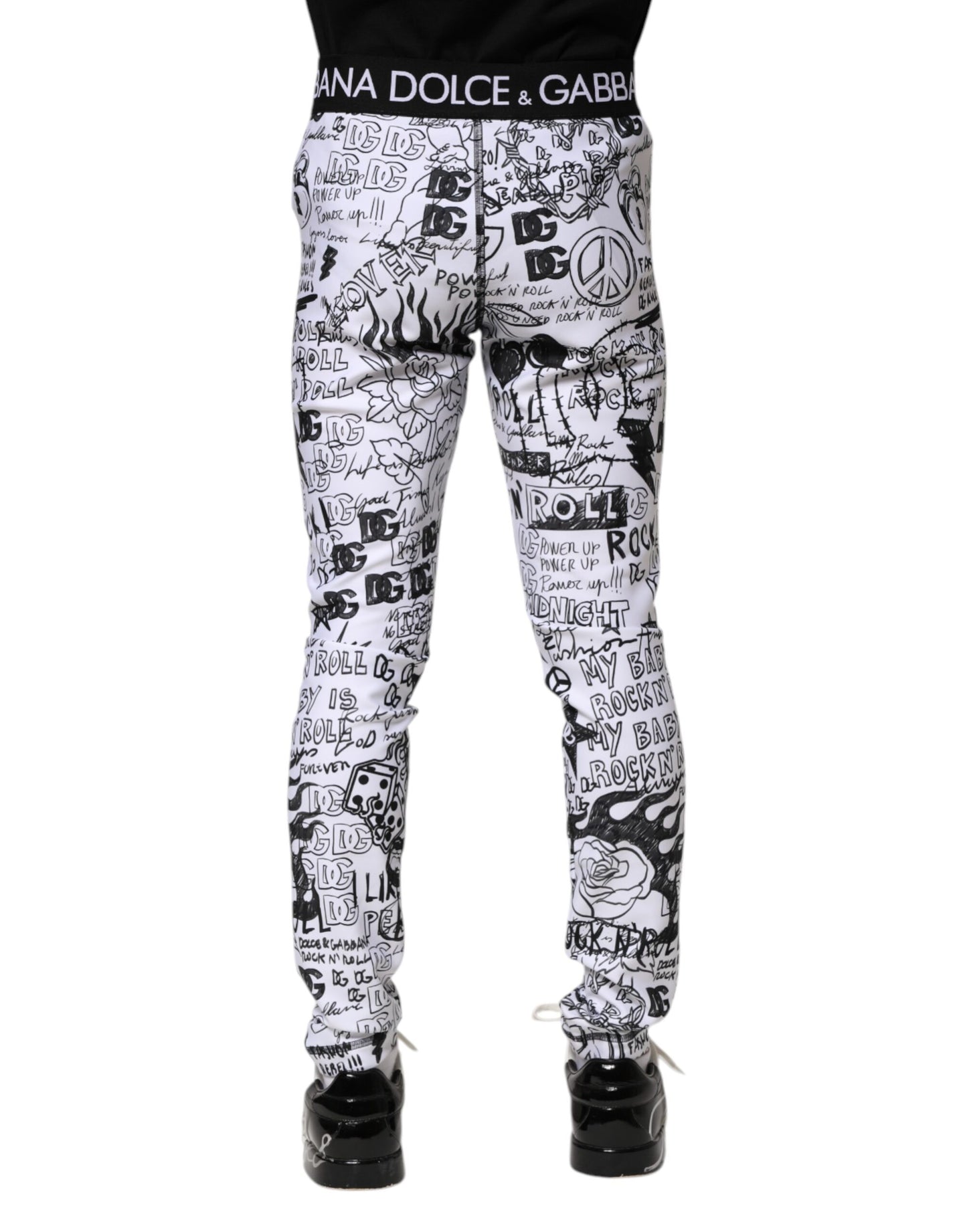 White Graffiti Skinny Men Jogger Pants