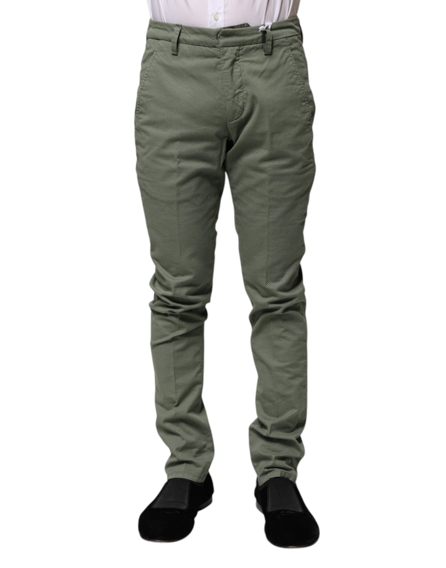 Dondup Green Mid Waist Skinny Fit Casual Pants