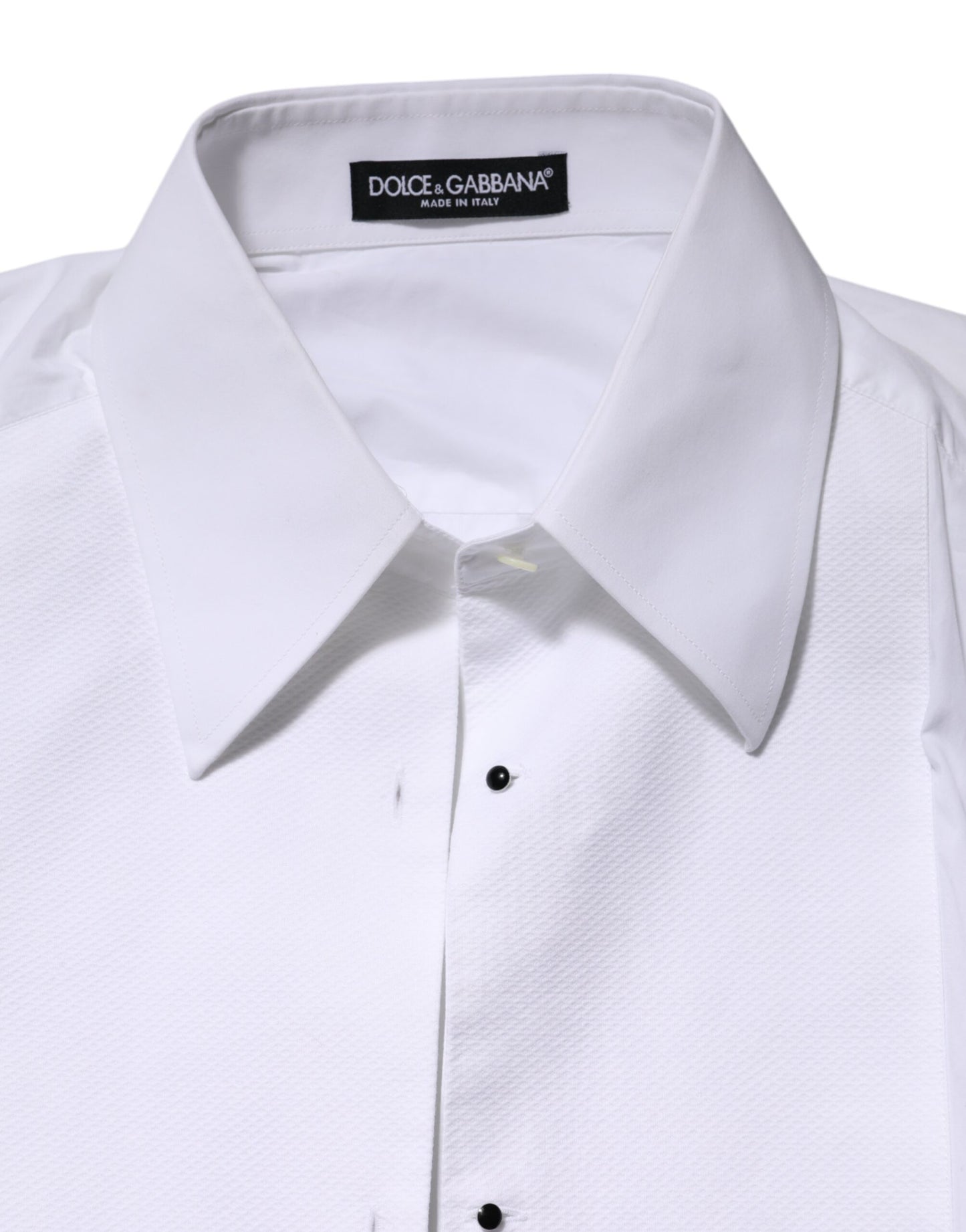 Dolce & Gabbana White Cotton Long Sleeves Collared Top Shirt
