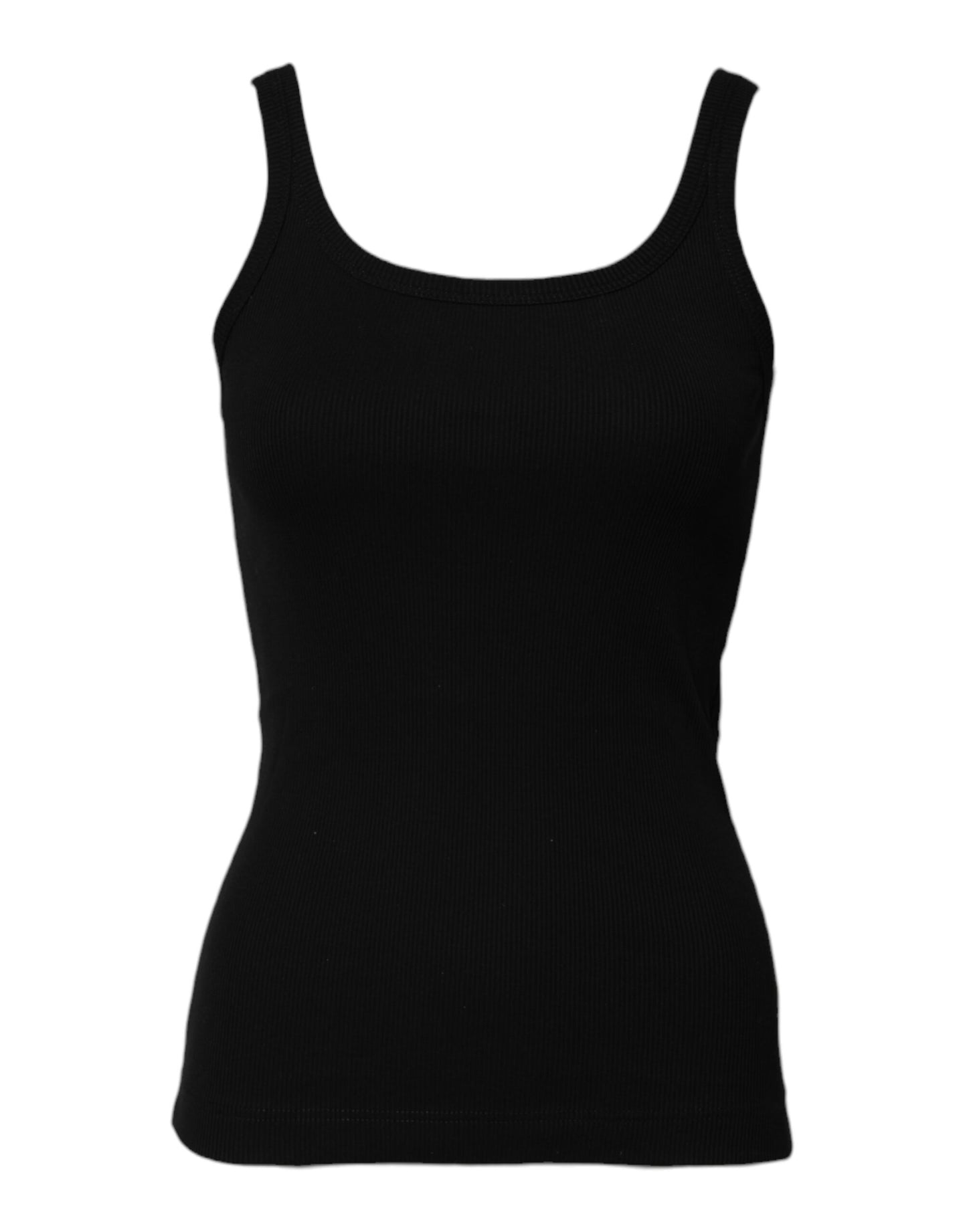 Black Cotton Sleeveless Round Neck Tank Top