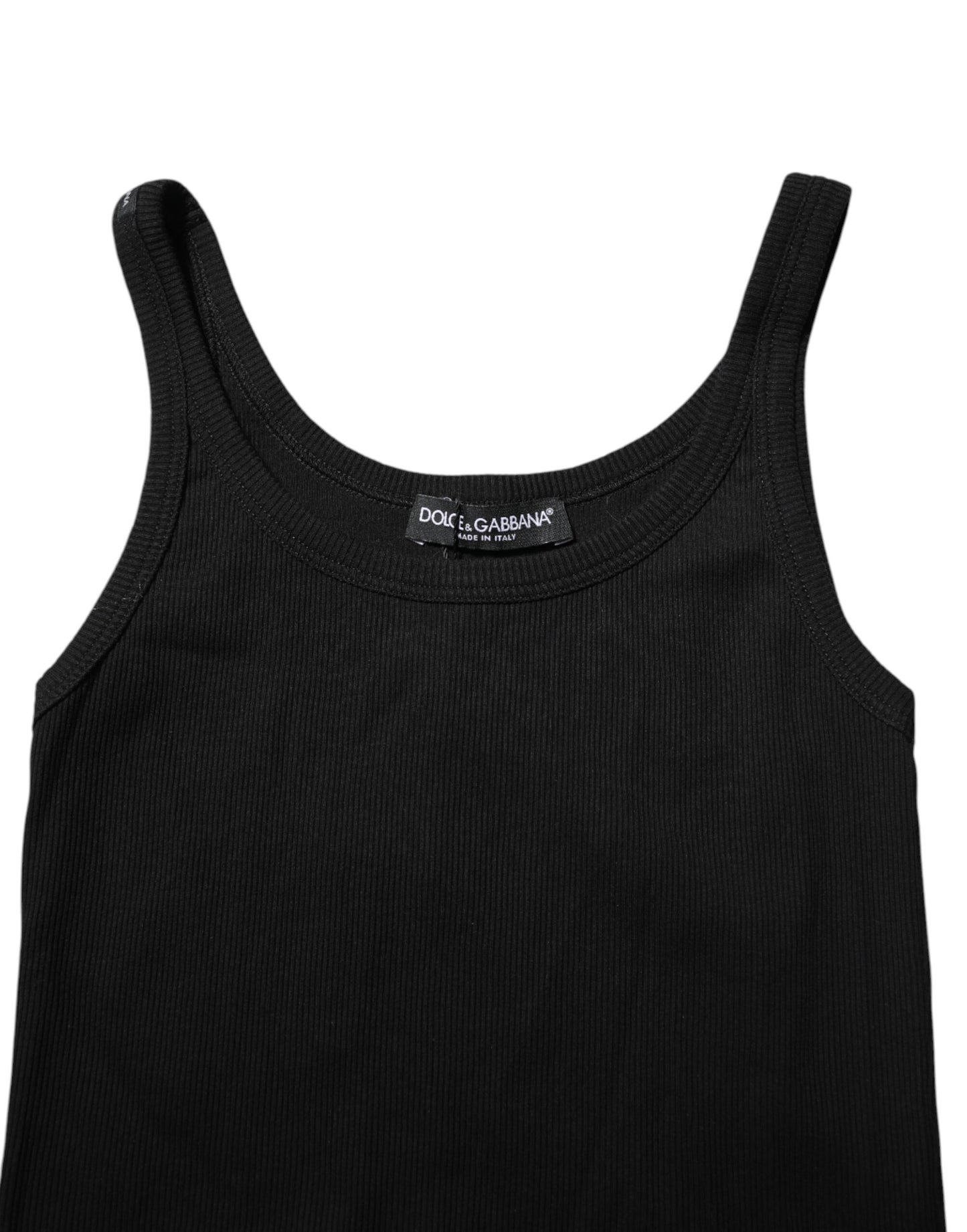 Black Cotton Sleeveless Round Neck Tank Top