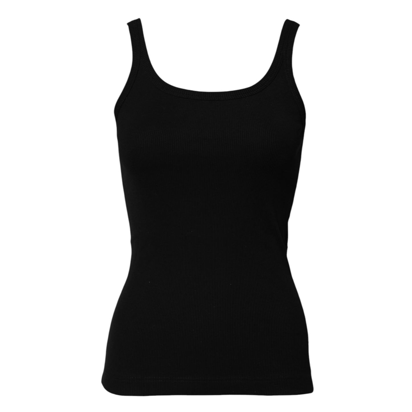 Black Cotton Sleeveless Round Neck Tank Top