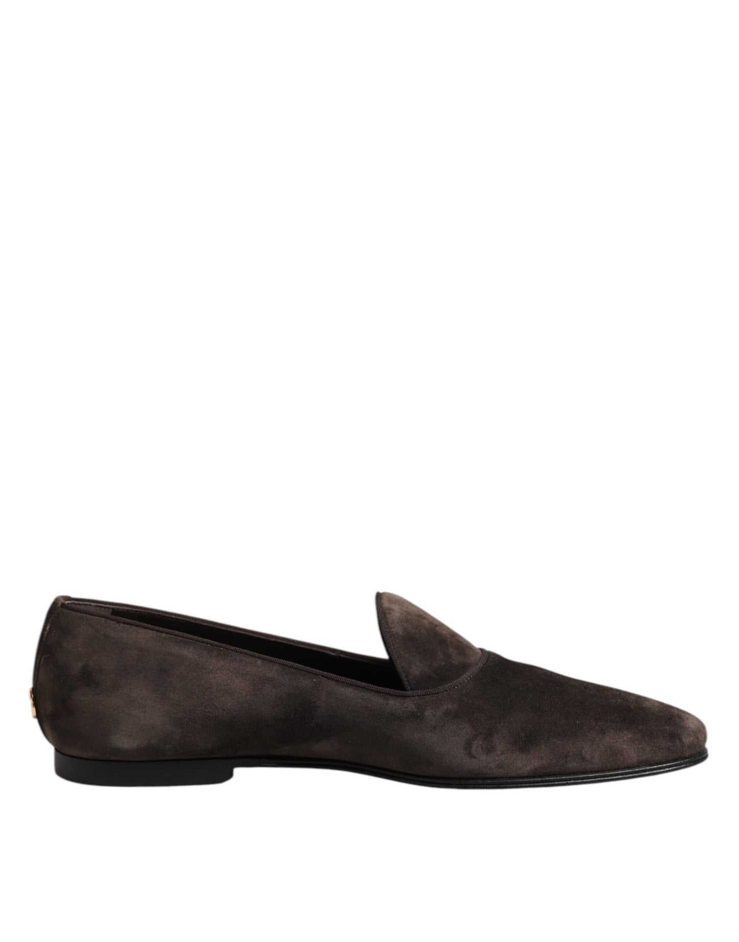 Dolce & Gabbana Brown Velvet Leather Slip On Loafers Shoes