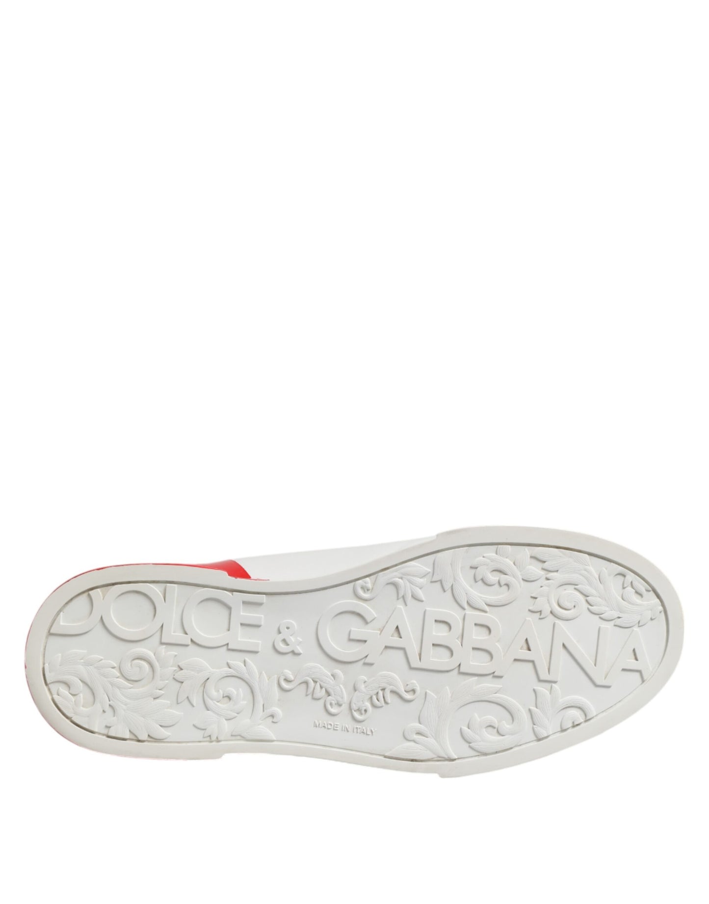 Dolce & Gabbana White Red Logo Low Top Leather Sneakers Shoes