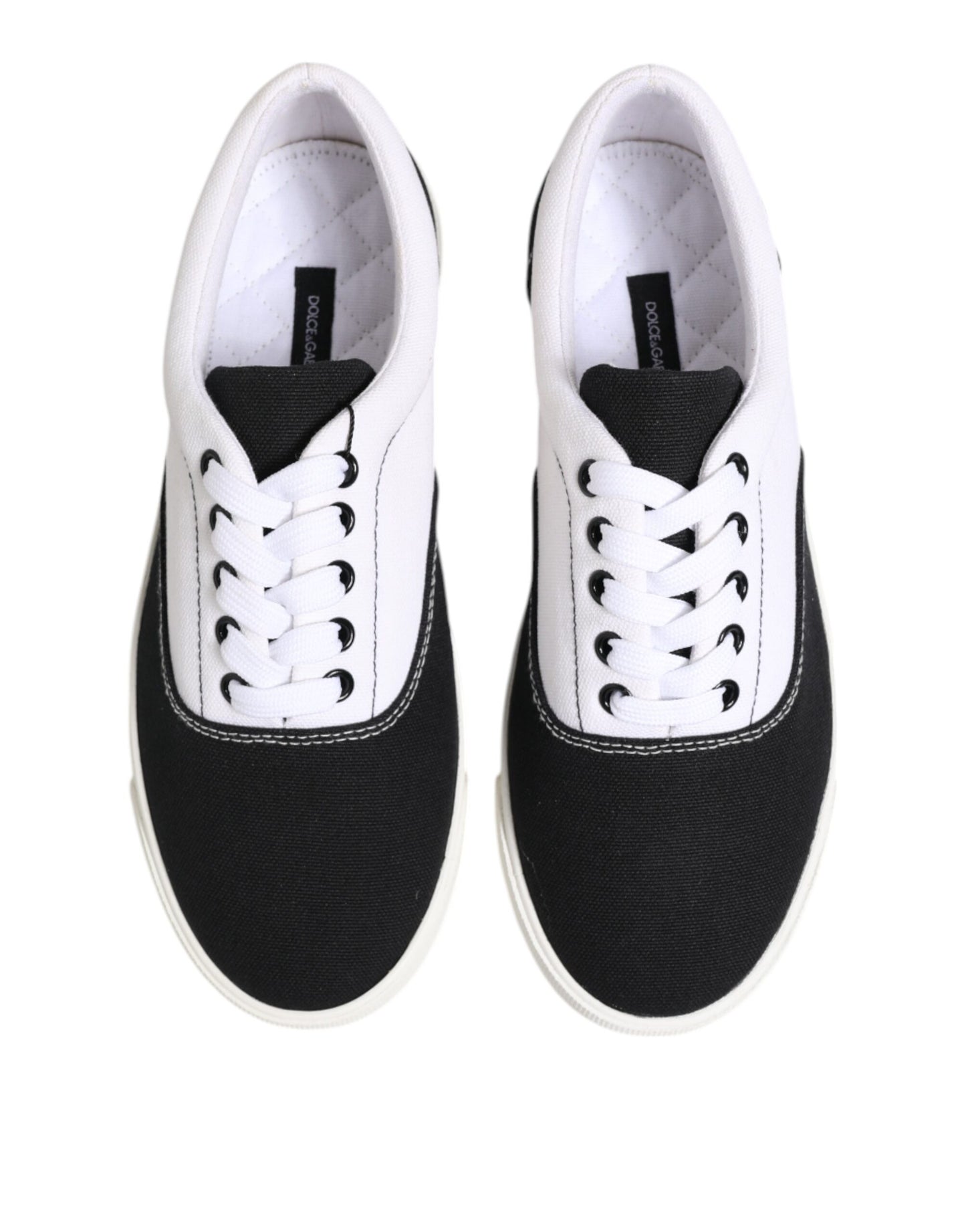 Dolce & Gabbana Black Cotton Canvas Lace Up Men Sneakers Shoes