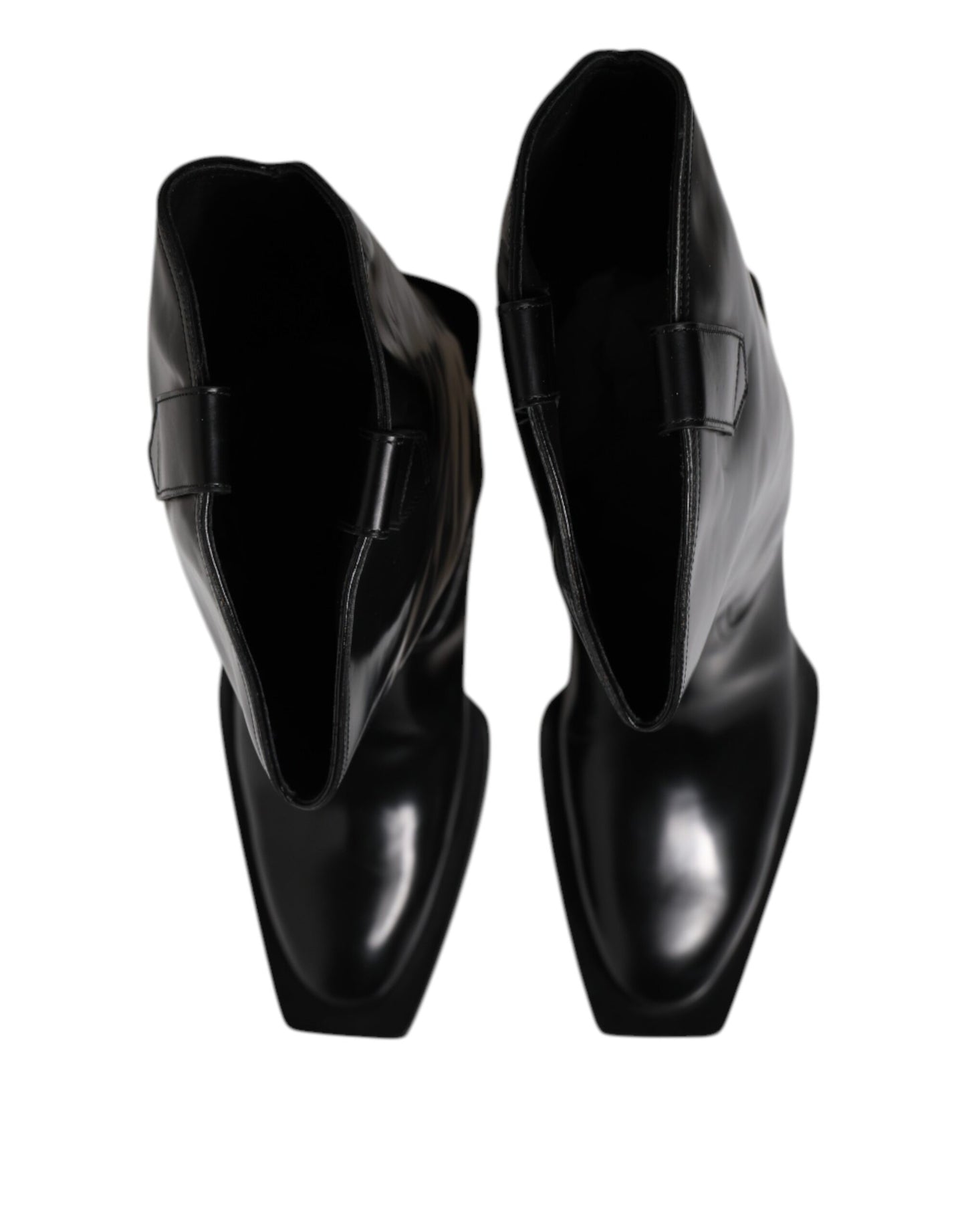 Black Calfskin Leather Logo High Boots Shoes