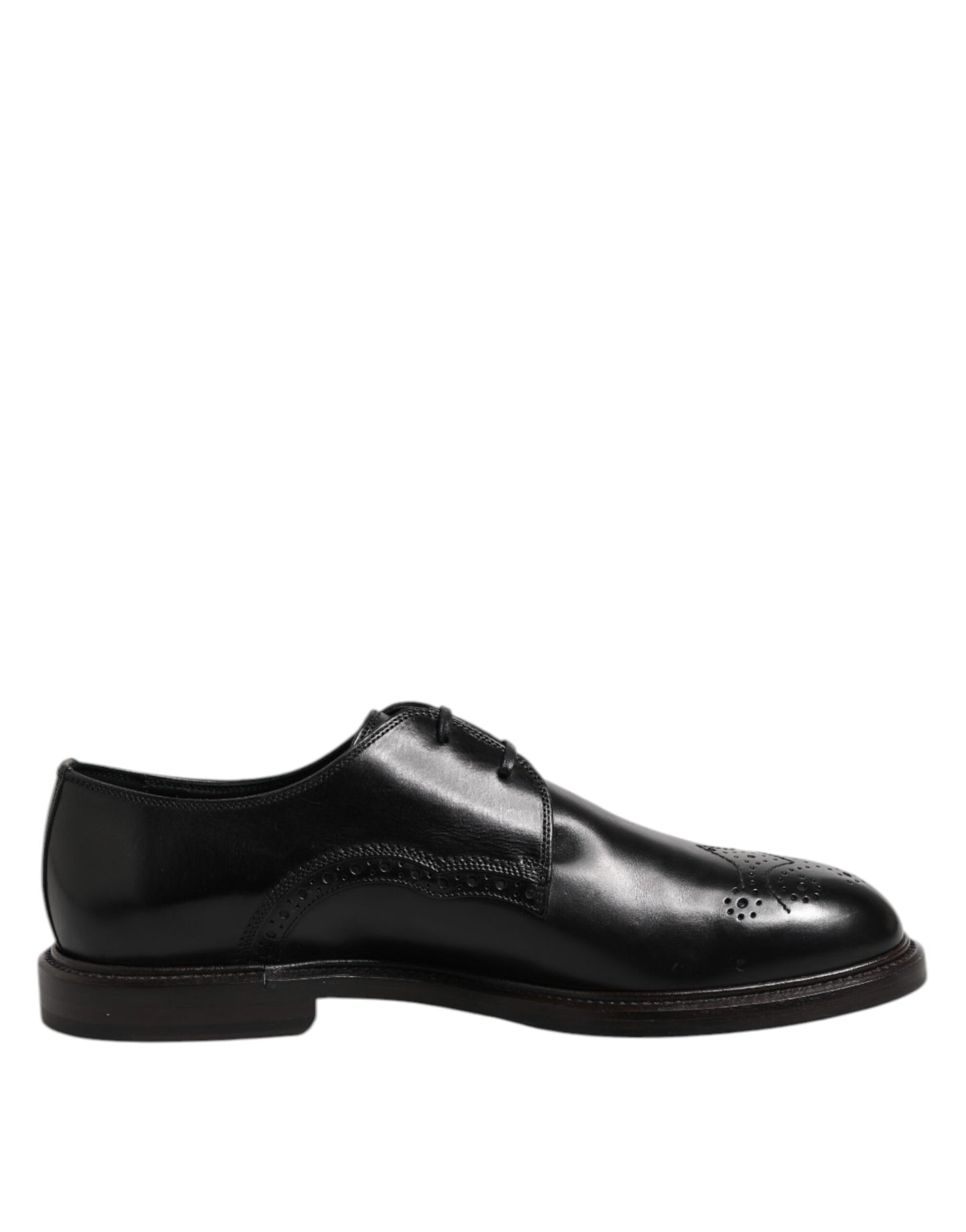 Dolce & Gabbana Black Leather Derby Wingtip Formal Shoes