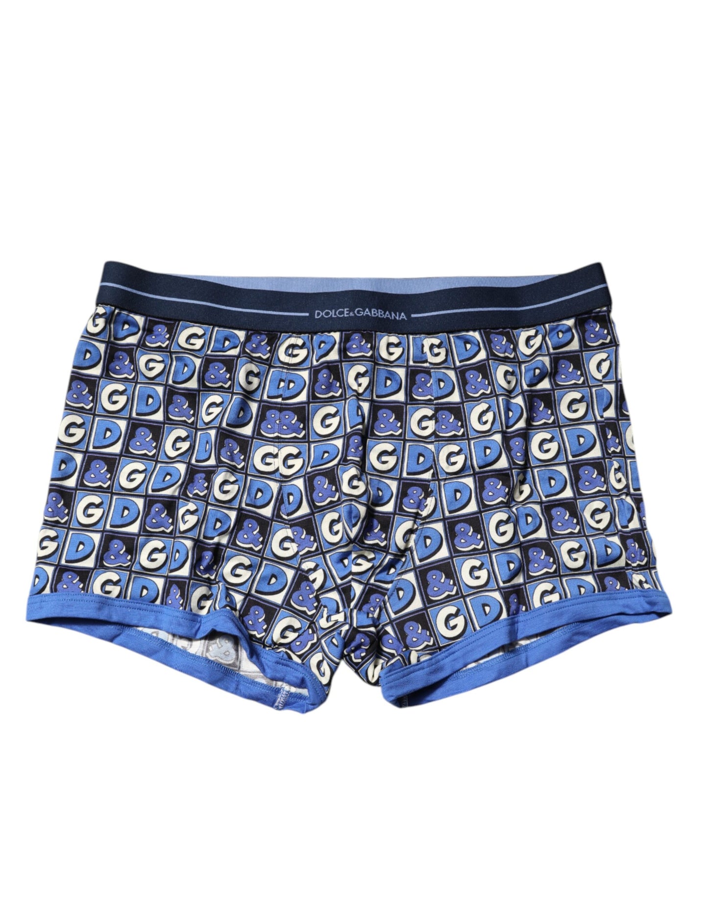 Blue Cotton Logo Print Regular Boxer Underwear