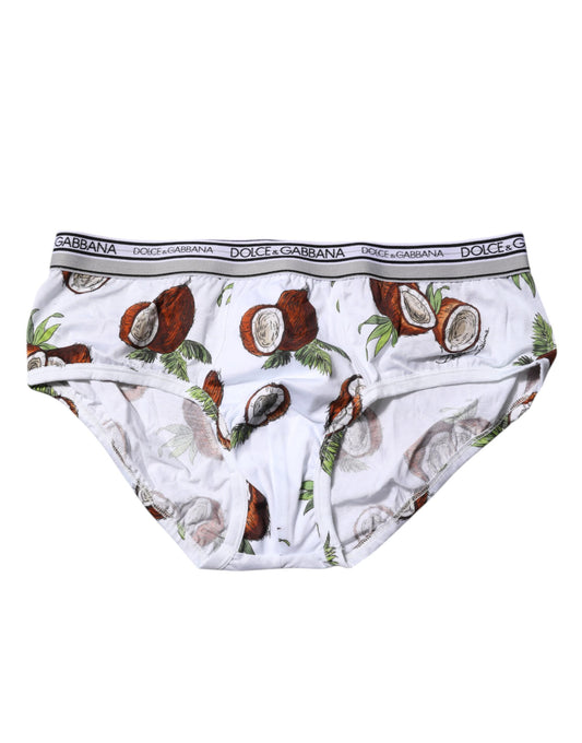 White Coconut Printed Regular Brief Underwear