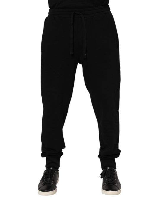 Black Cotton Crown Jogger Sweatpants Pants