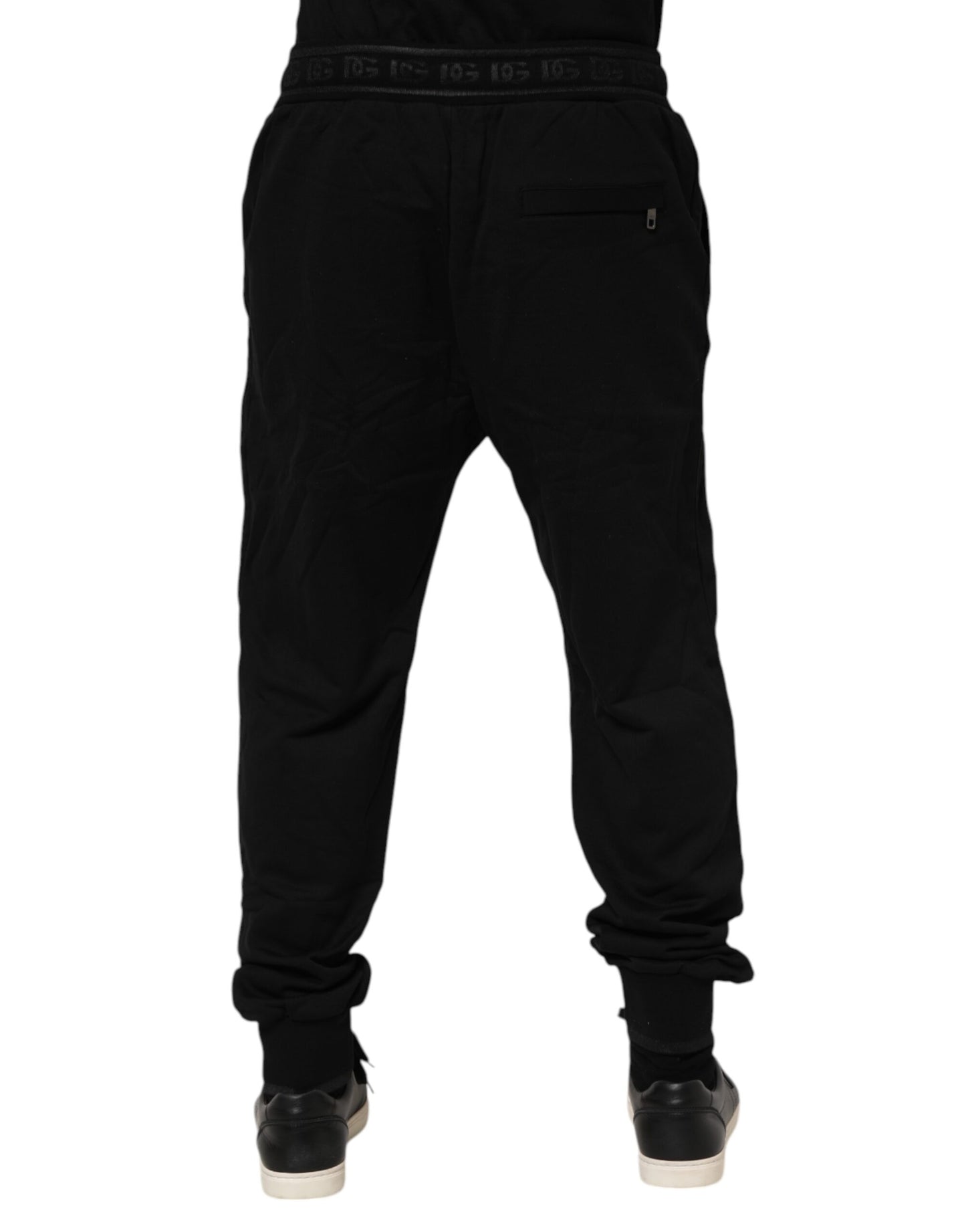 Black Cotton Drawstring Jogger Pants