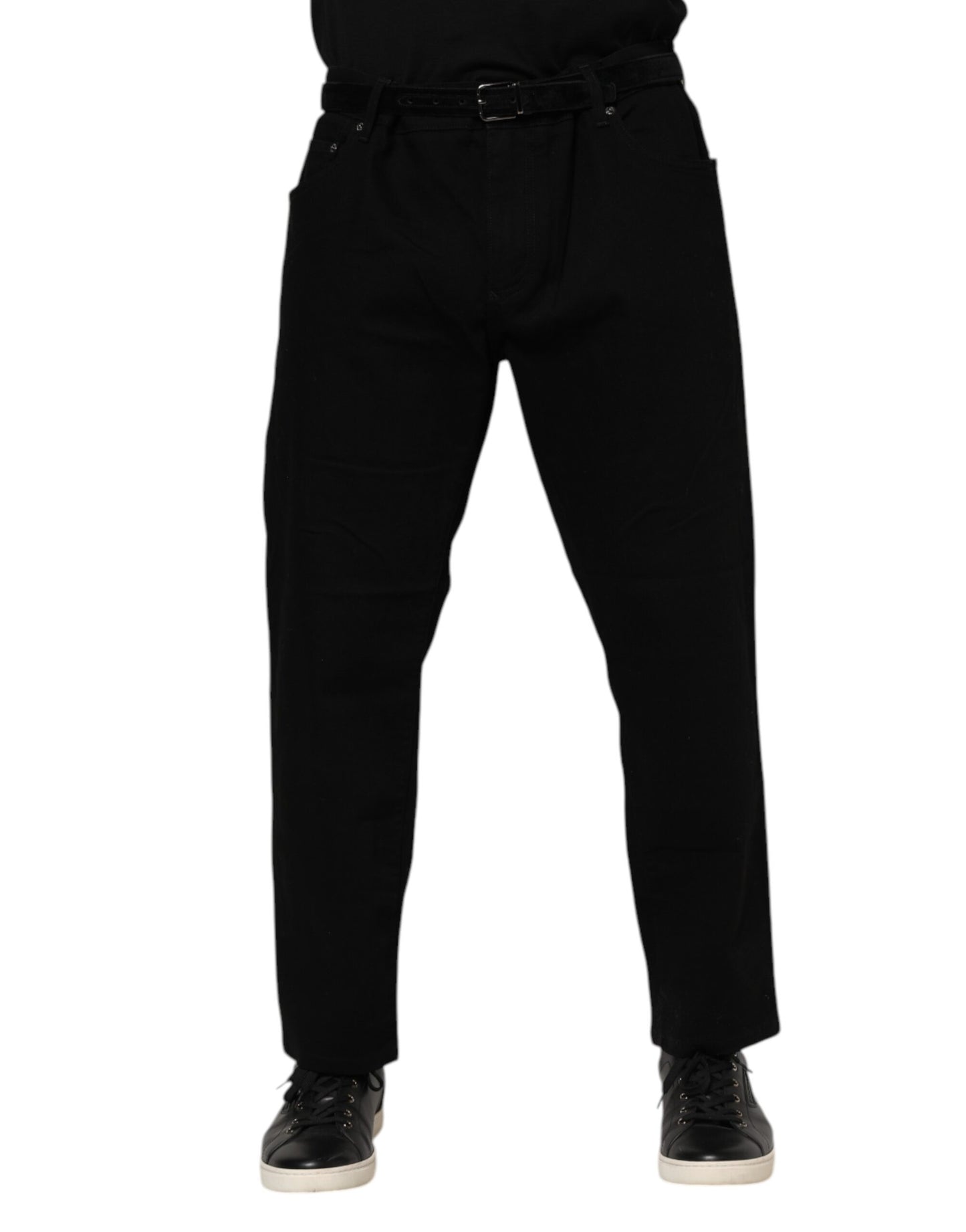 Black Cotton Logo Plaque Denim Jeans