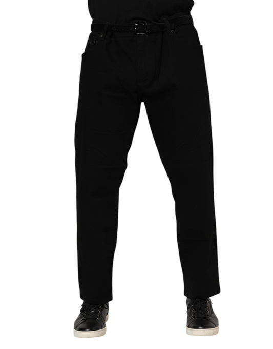 Black Cotton Logo Plaque Denim Jeans