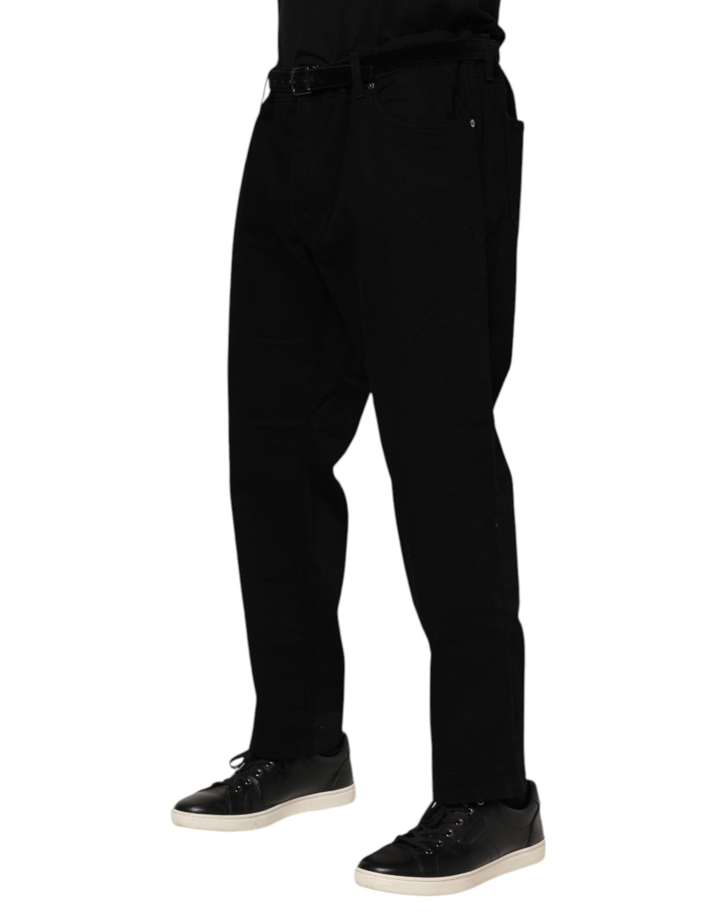 Black Cotton Logo Plaque Denim Jeans