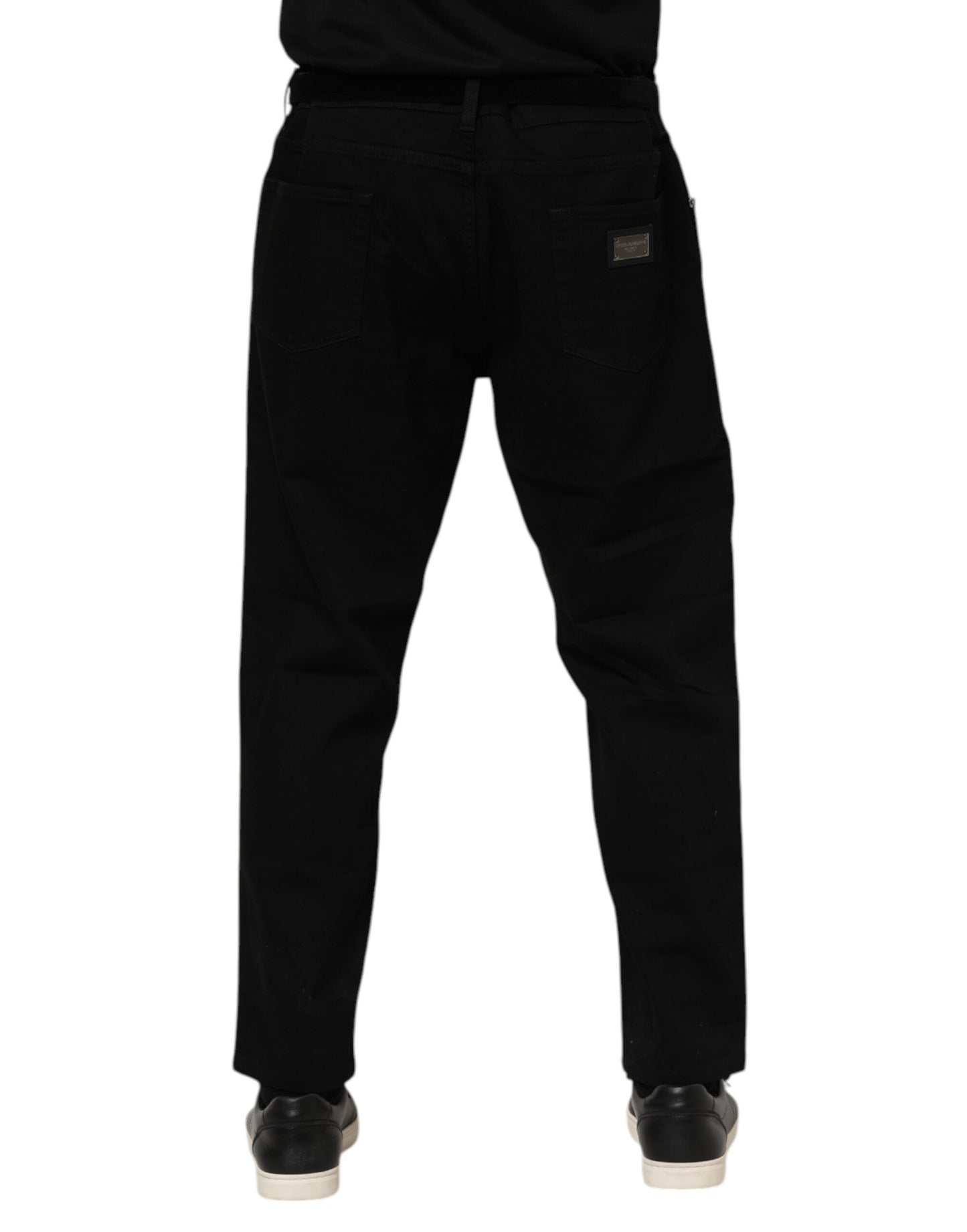 Black Cotton Logo Plaque Denim Jeans