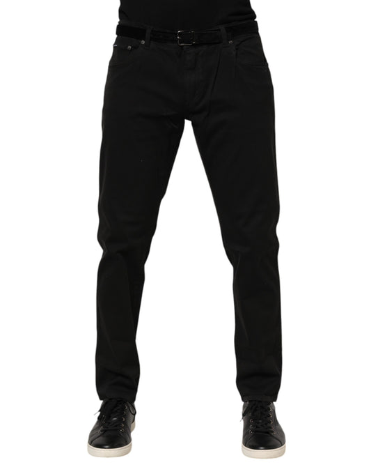 Black Cotton GOLD Skinny Denim Jeans