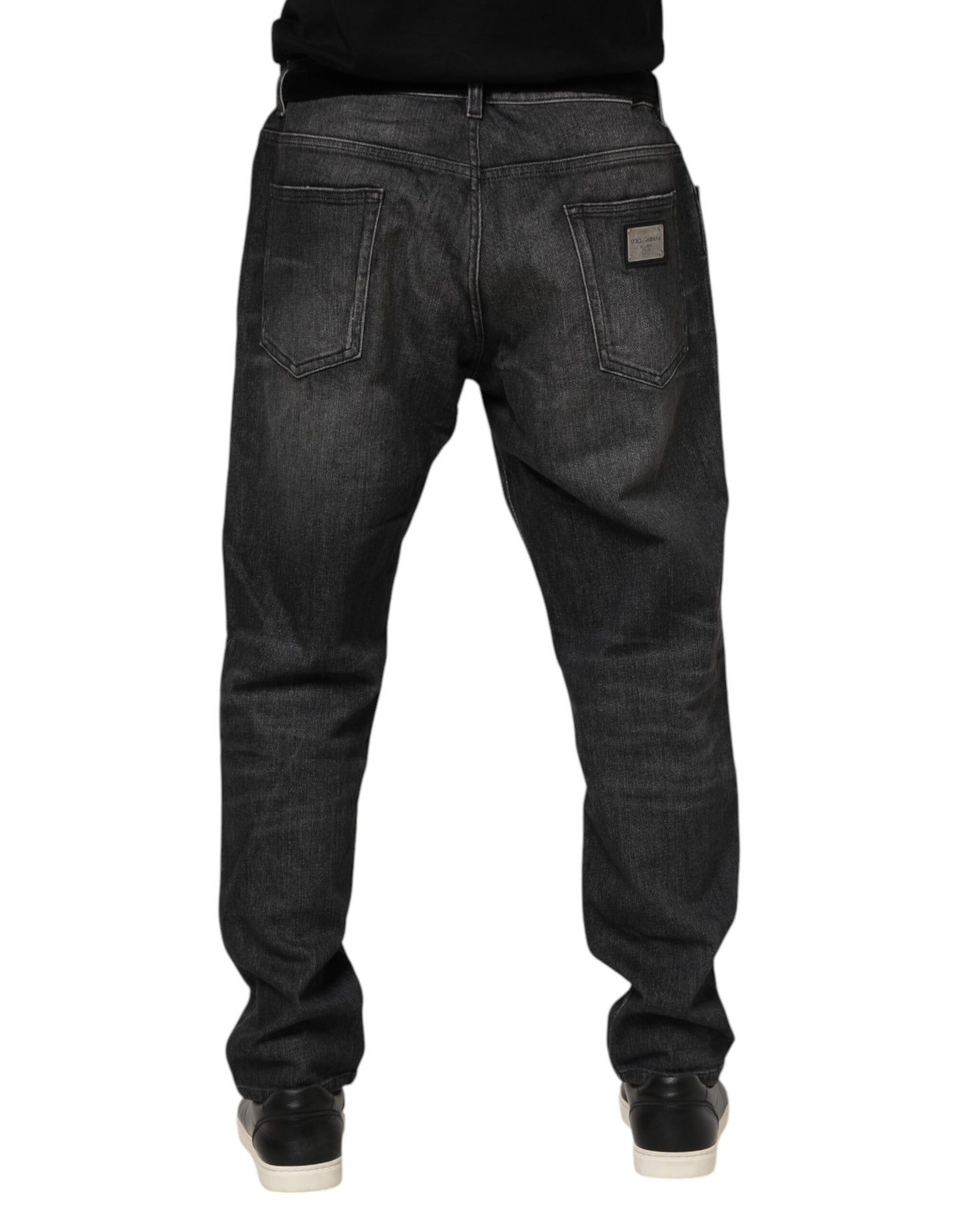 Dolce & Gabbana Gray Washed Cotton Loose Denim Jeans