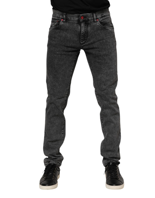 Black Washed Cotton Logo Plaque Denim Jeans