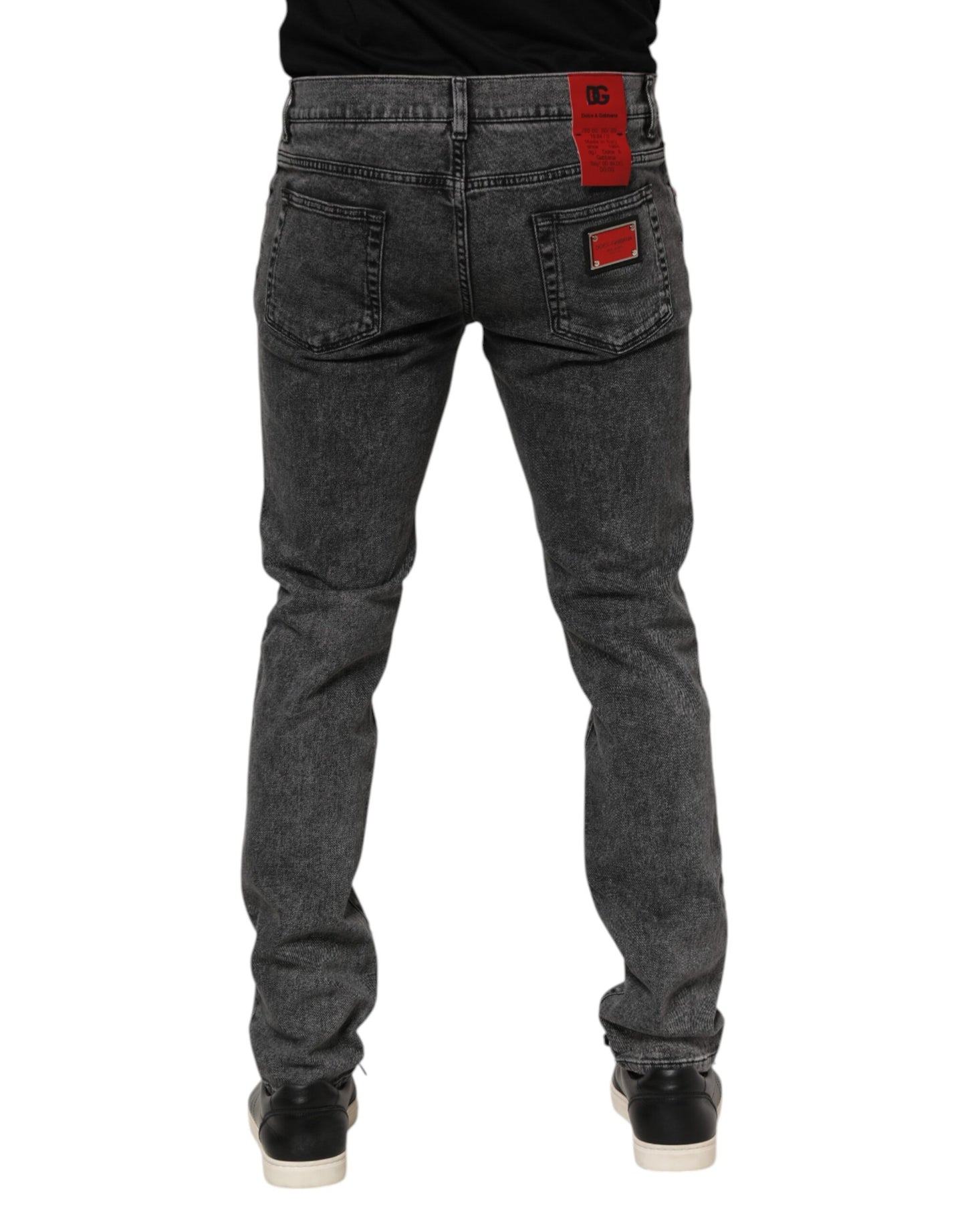 Black Washed Cotton Logo Plaque Denim Jeans