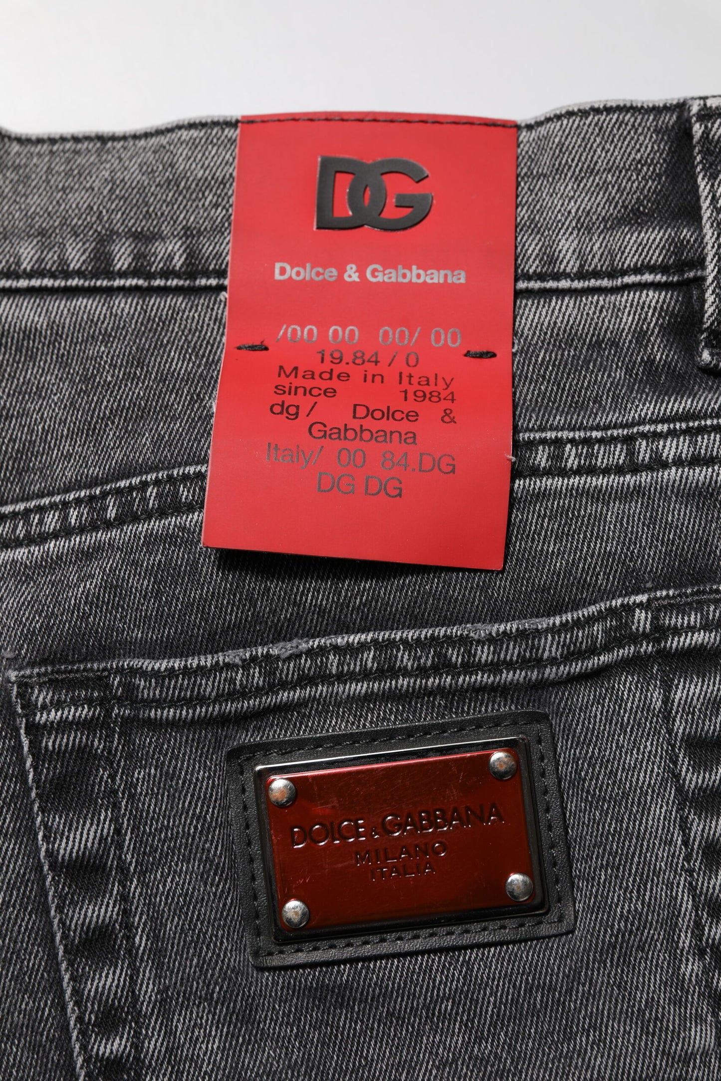 Black Washed Cotton Logo Plaque Denim Jeans