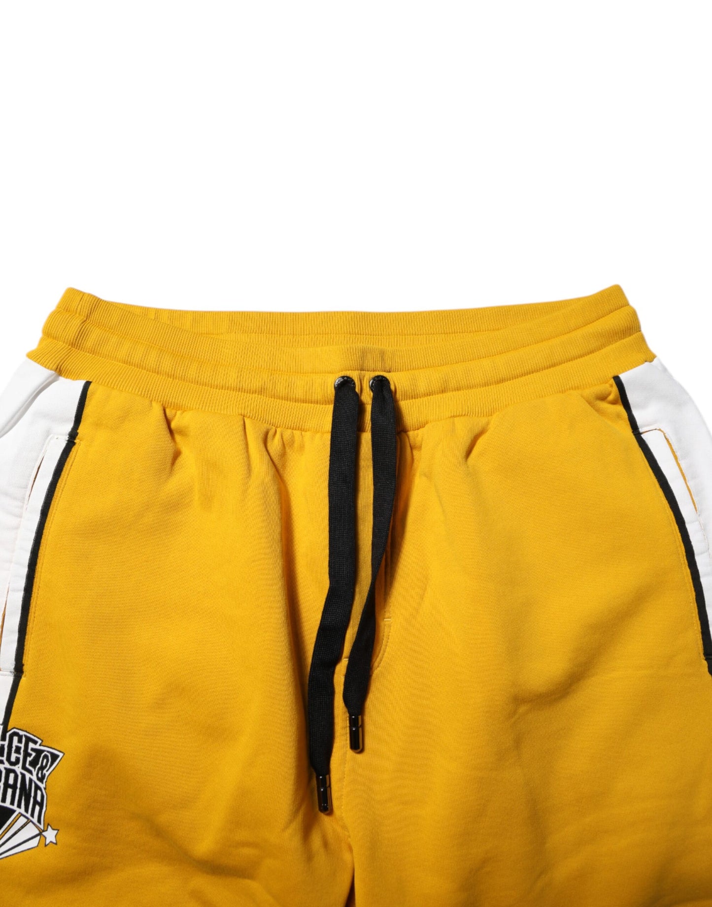 Yellow Cotton Logo Drawstring Jogger Sweatpants Pants