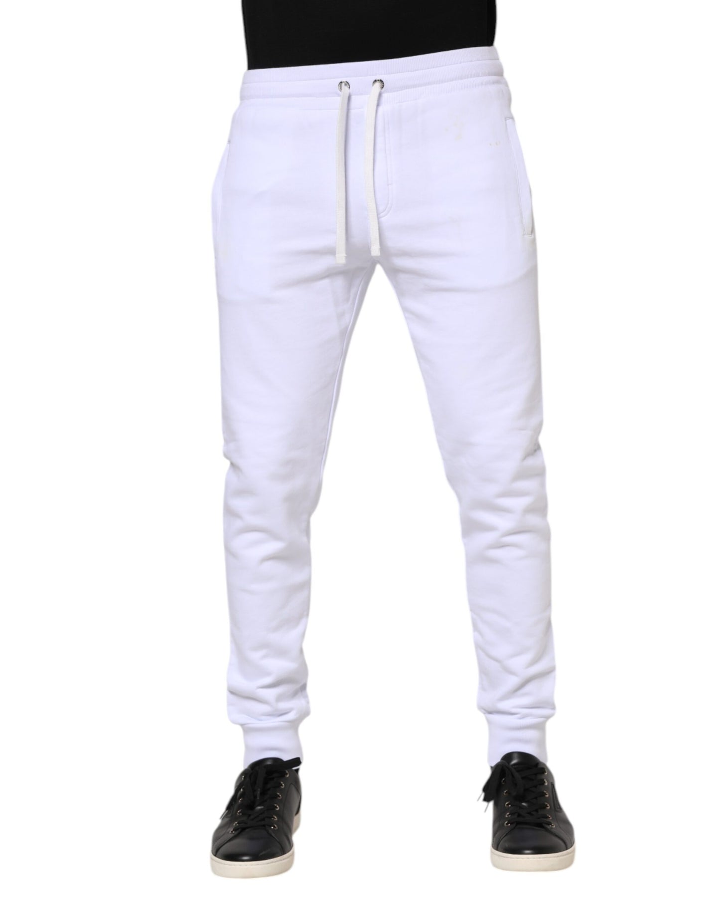 Dolce & Gabbana White Cotton Drawstring Jogger Pants