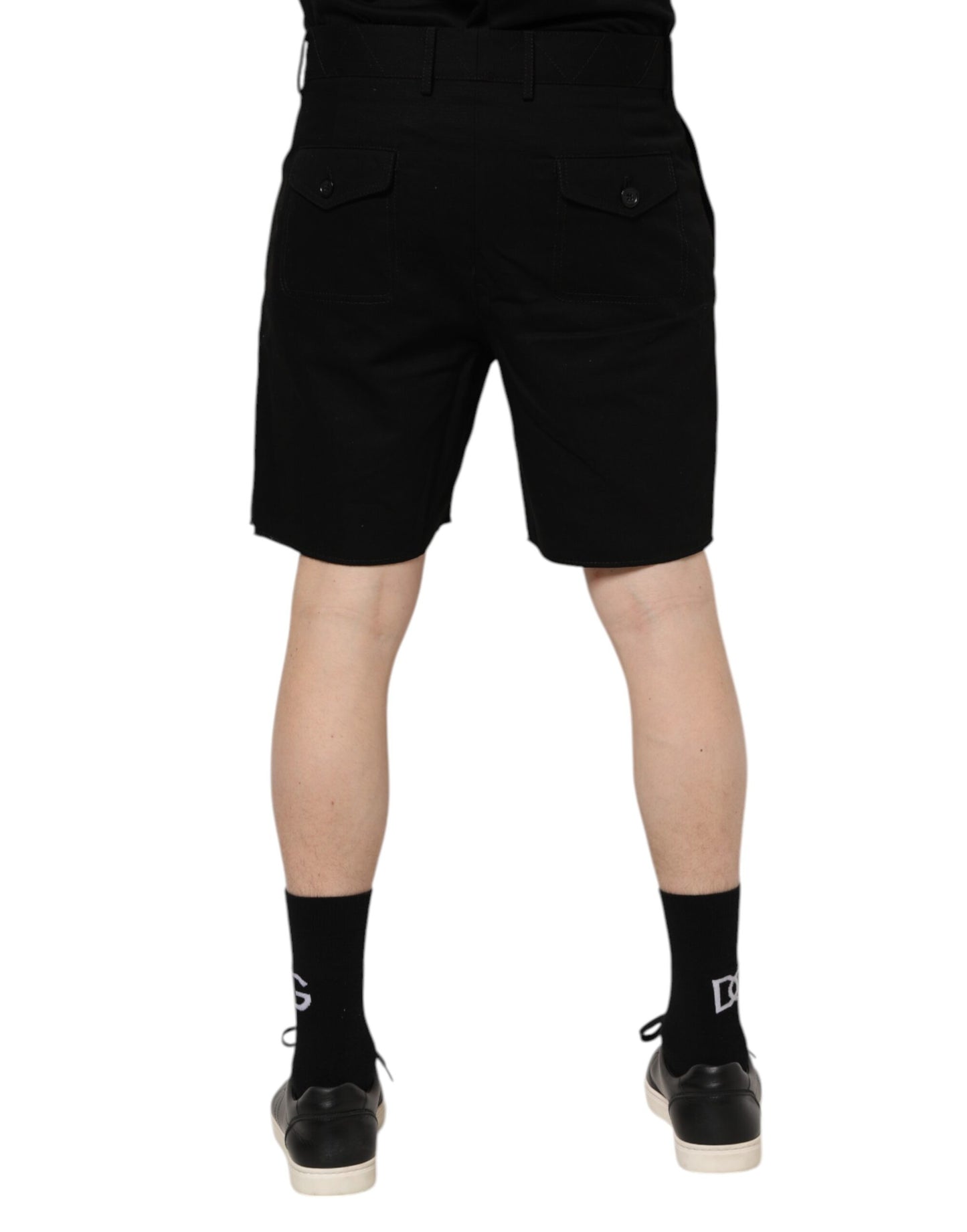 Dolce & Gabbana Black Cotton Knee Length Men Bermuda Shorts
