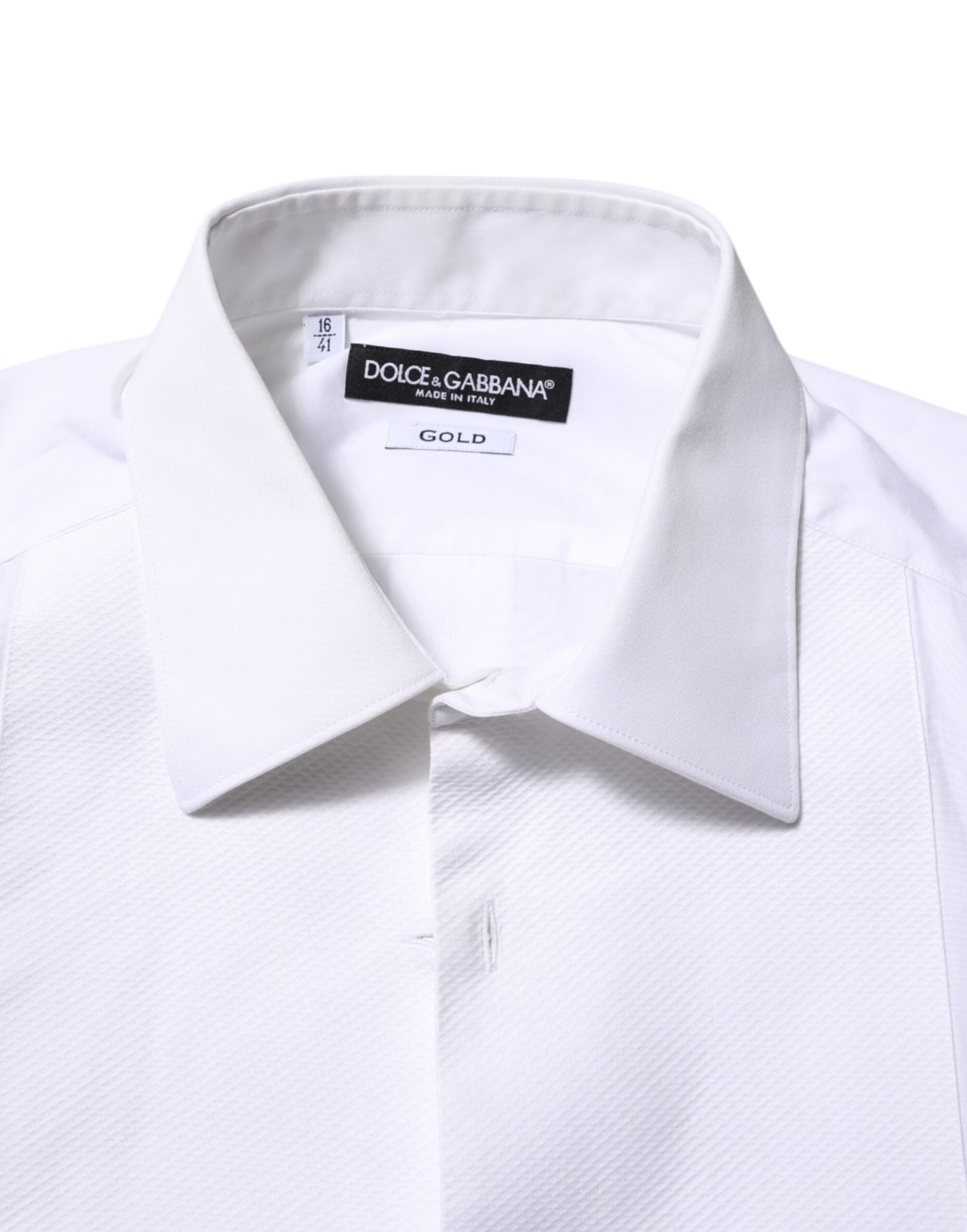 Dolce & Gabbana White Bib Cotton Poplin GOLD Formal Shirt
