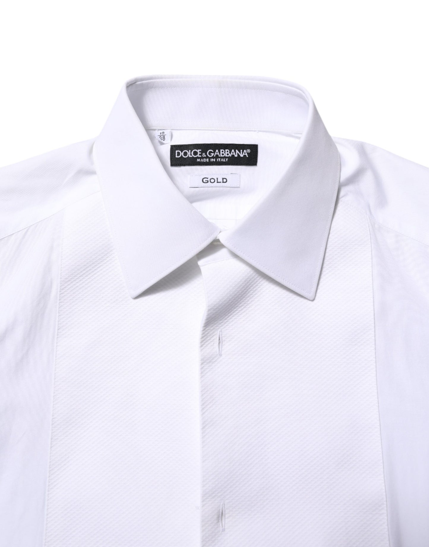 Dolce & Gabbana White Bib Cotton Poplin GOLD Formal Shirt