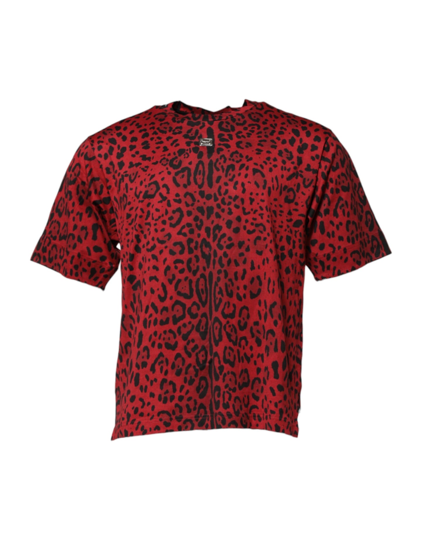 Red Cotton Leopard Short Sleeves T-shirt
