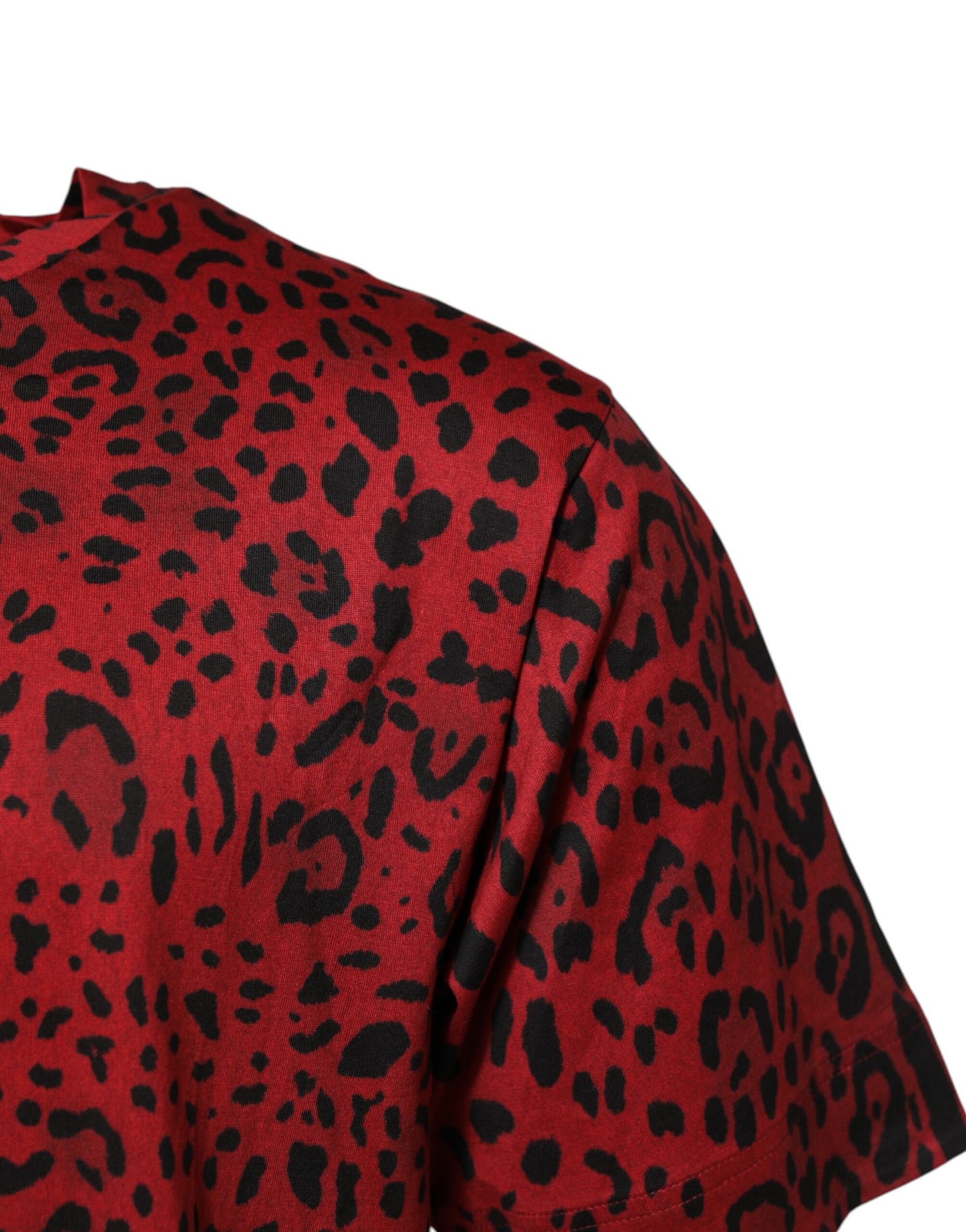 Red Cotton Leopard Short Sleeves T-shirt
