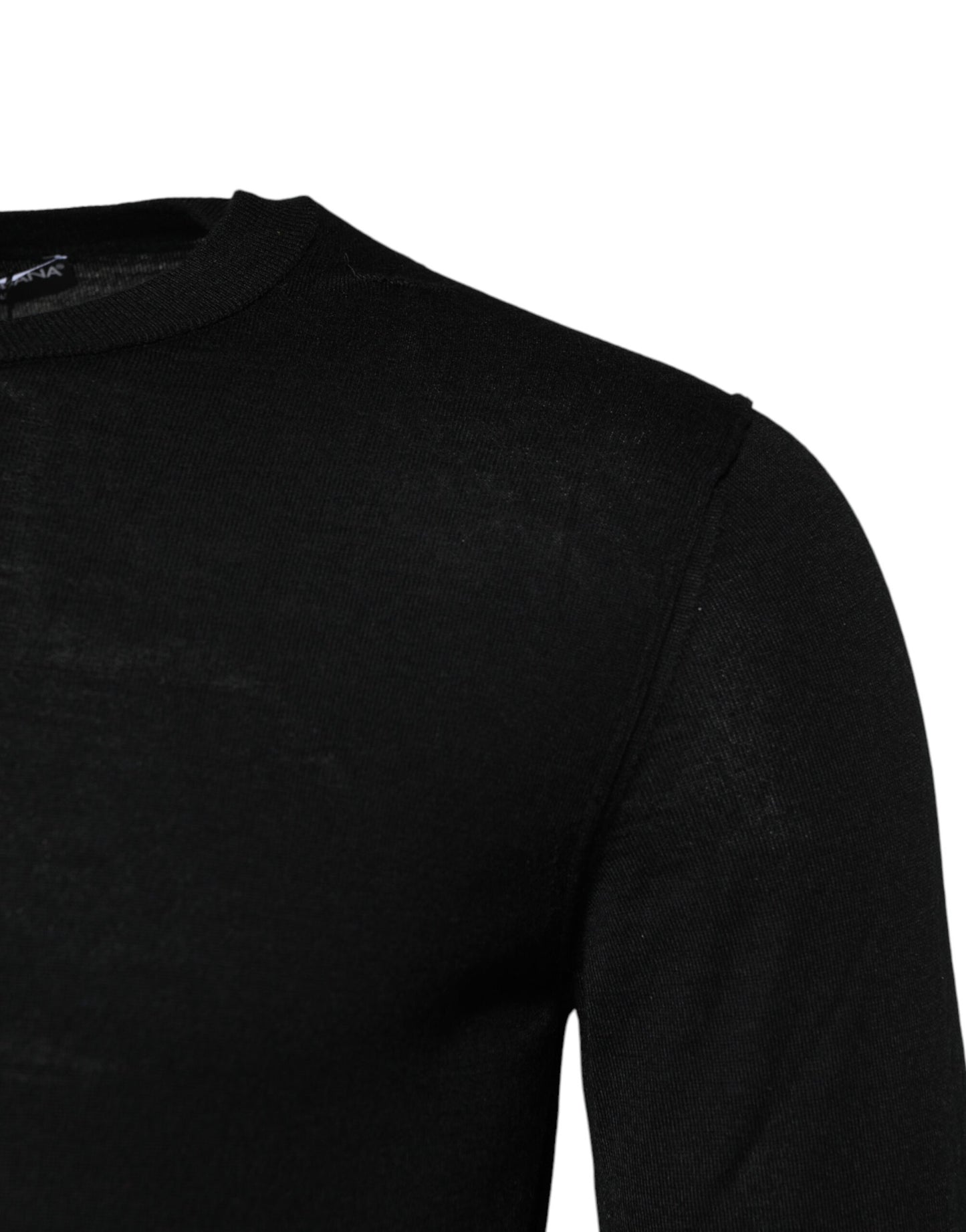 Black Cashmere Crew Neck Long Sleeves T-shirt