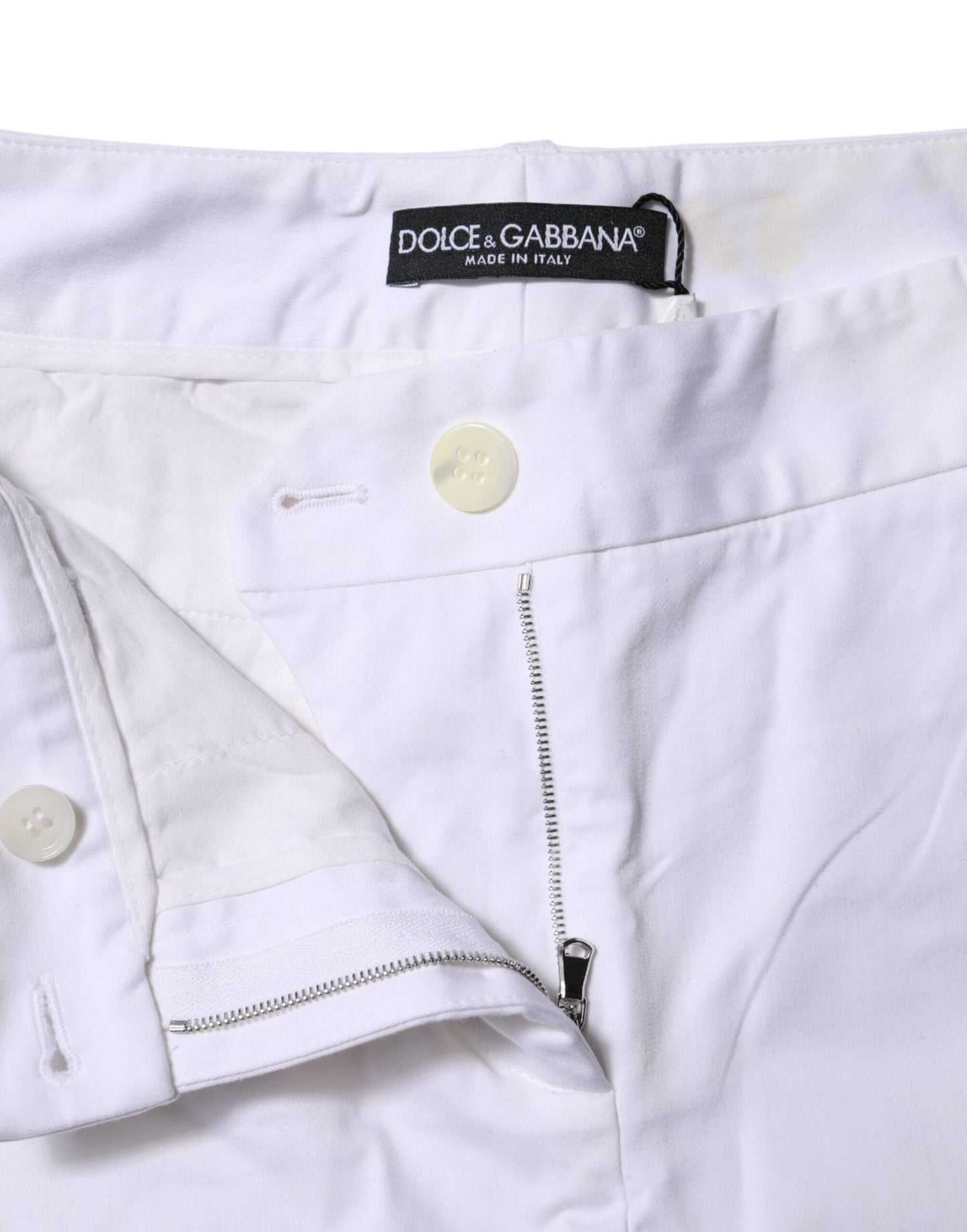 Dolce & Gabbana White Cotton Stretch Mid Waist Jeans