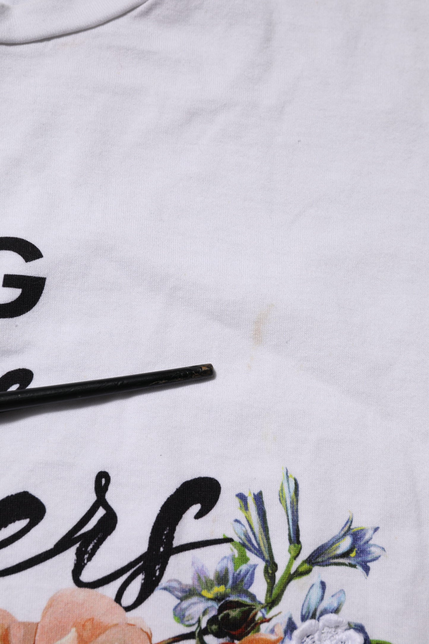 White Printed Cotton Short Sleeves T-shirt