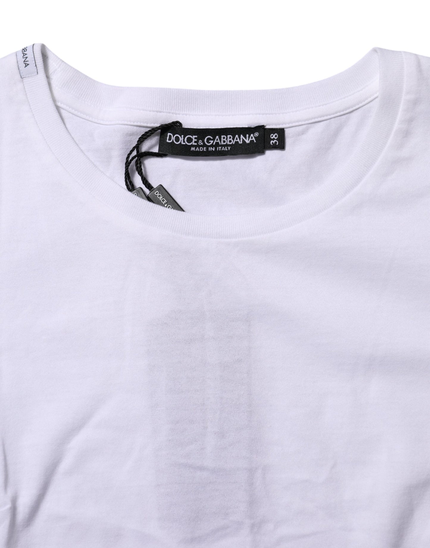 White Cotton Short Sleeves Round Neck T-shirt