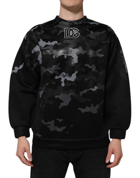 Dolce & Gabbana Black Camouflage Pullover Sweatshirt Sweater