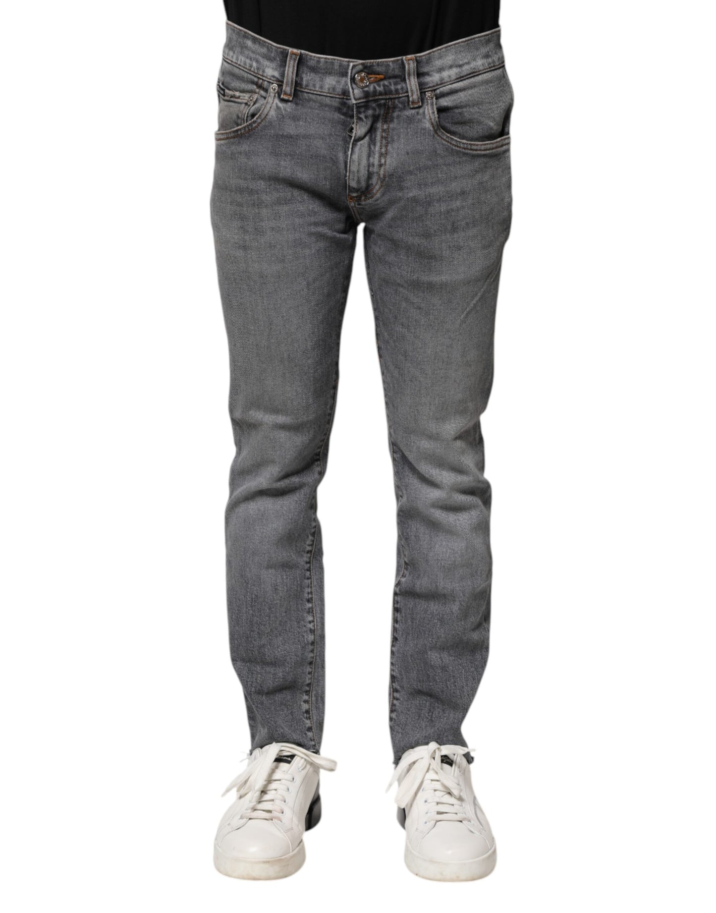 Dolce & Gabbana Gray Cotton Skinny Denim Trouser Jeans