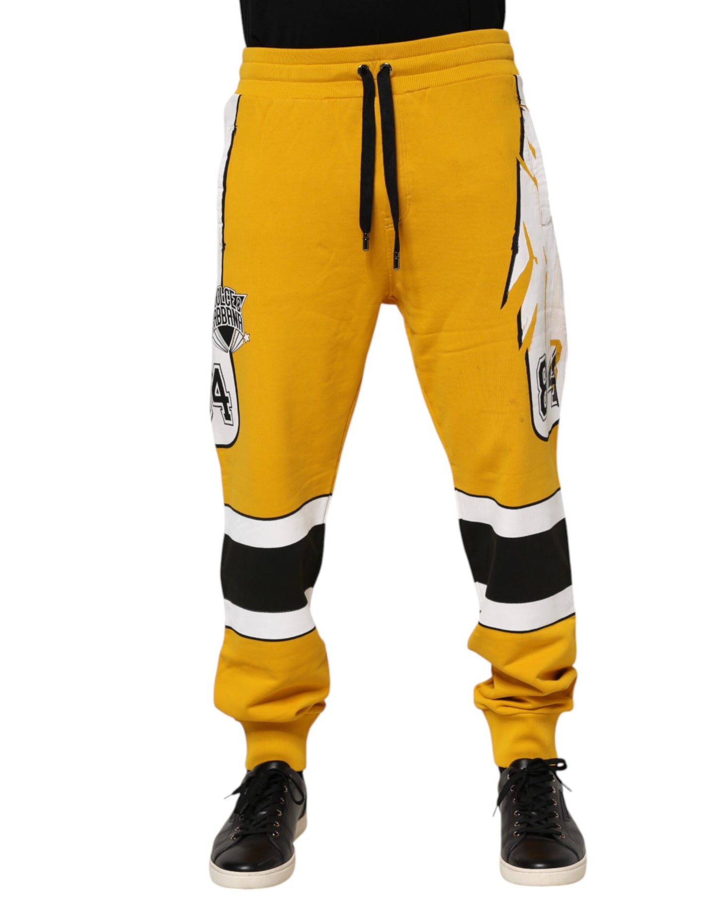 Yellow Cotton Printed Sweatpants Jogger Pants